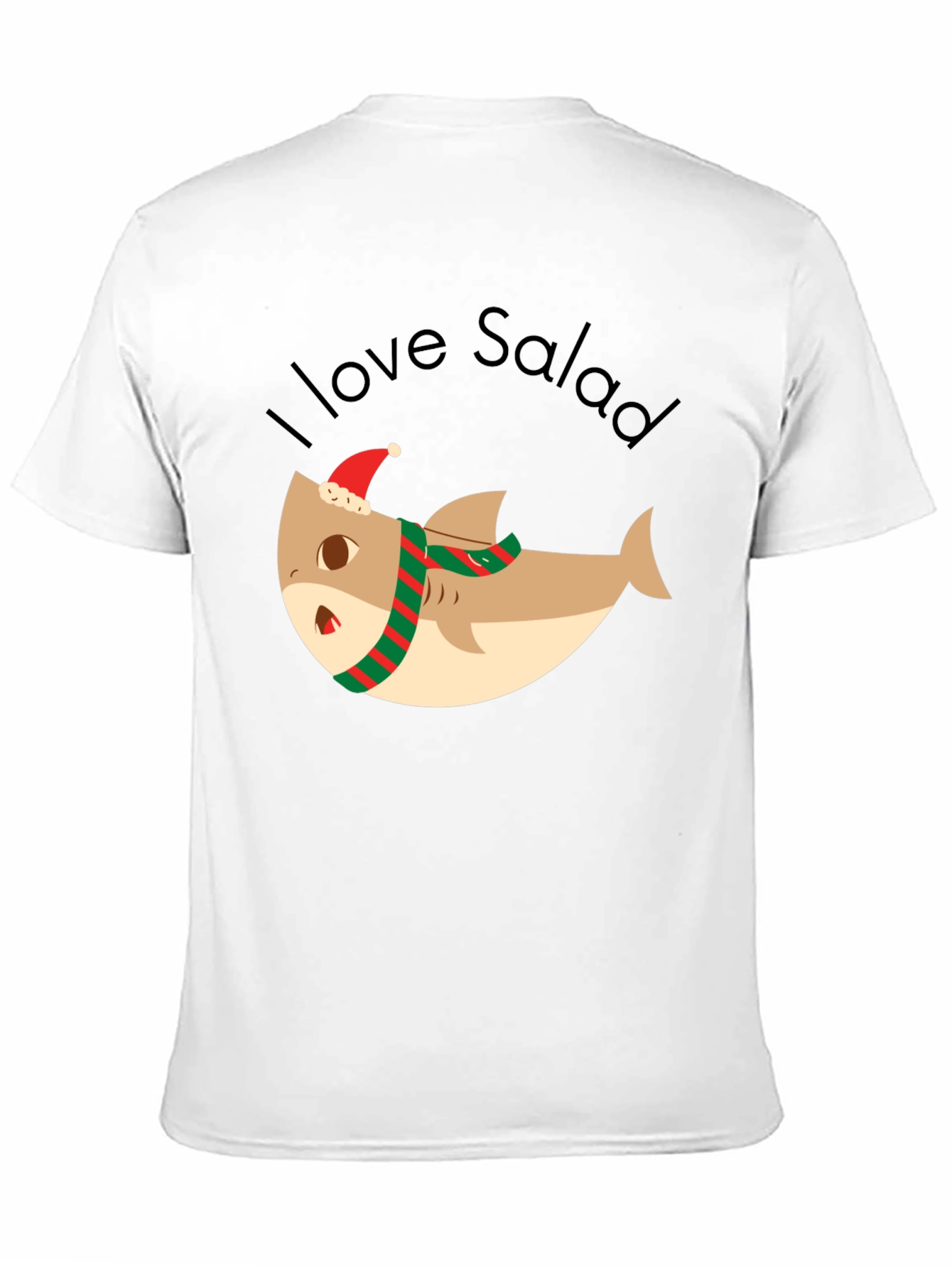 Black Funny Shark I Love Salad Christmas T-Shirt view 11