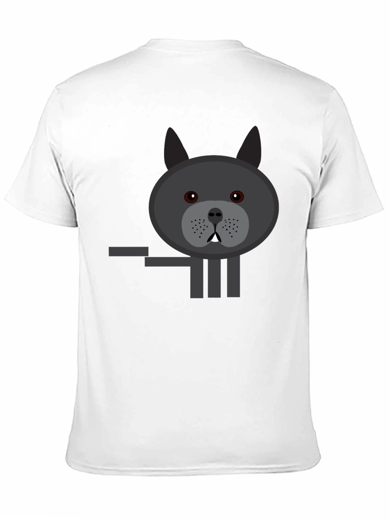 Black Graphic Tee: Cartoon Bulldog Design Black T-Shirt view 11