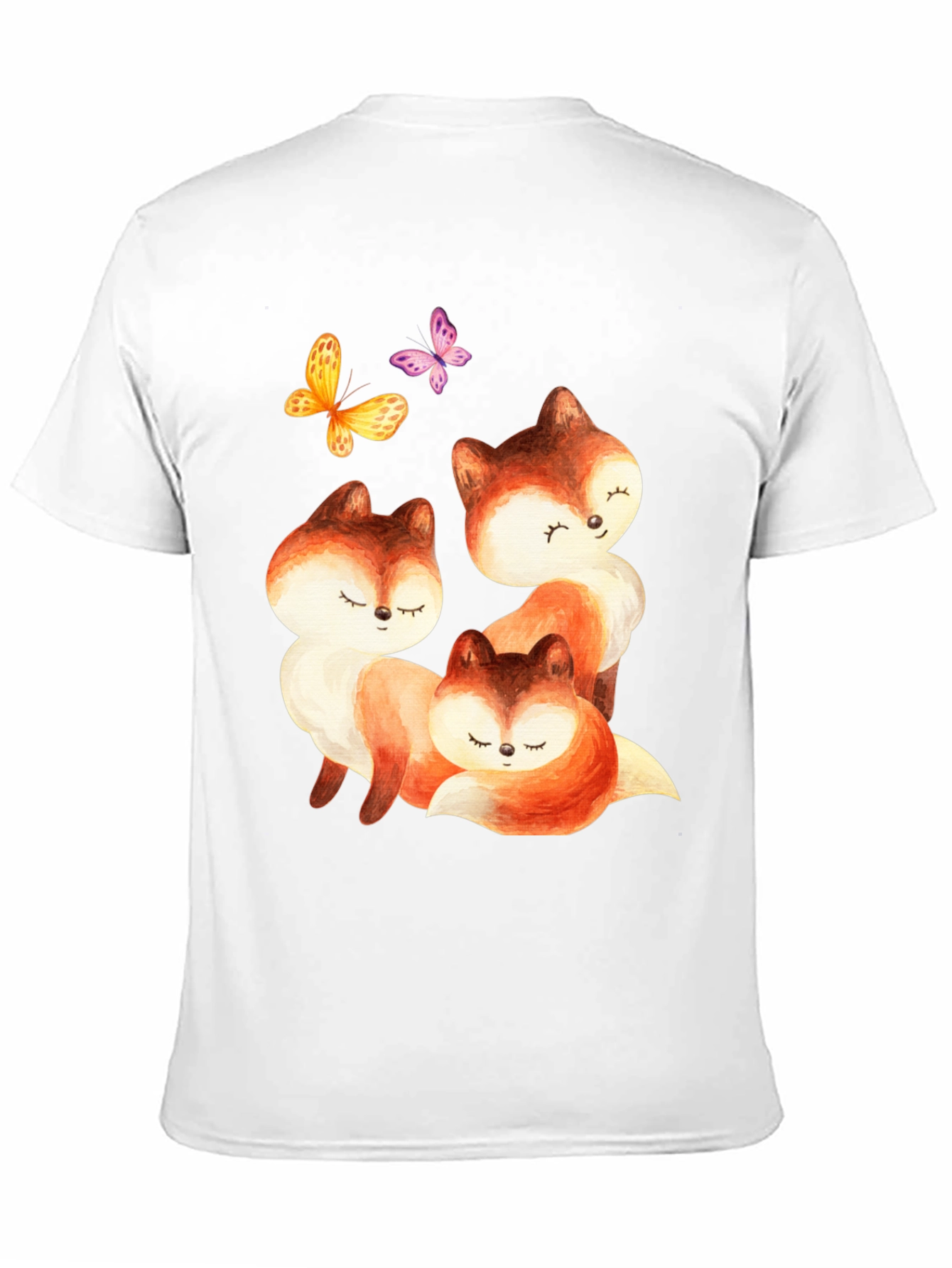 Black Cute Fox & Butterfly Graphic Tee view 11