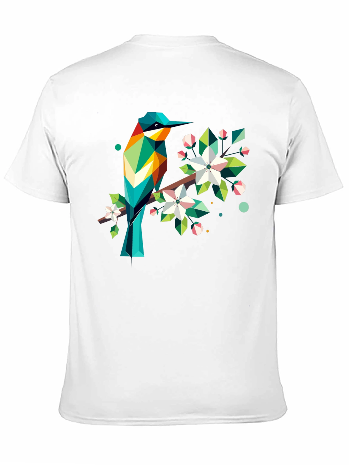 Black Geometric Bird Print Black T-Shirt view 11