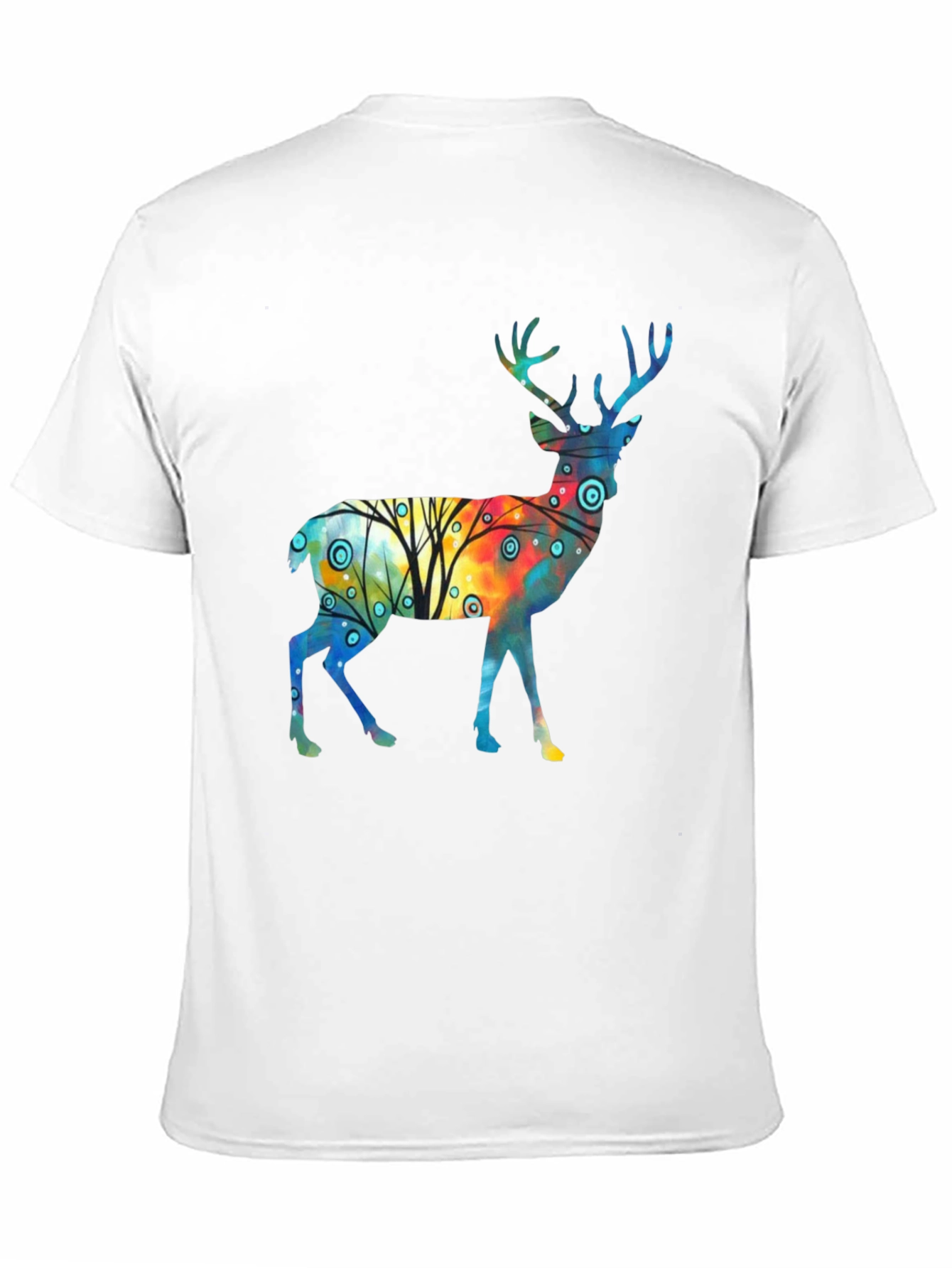 Black Watercolor Deer Graphic Tee - Stylish Black T-Shirt view 11