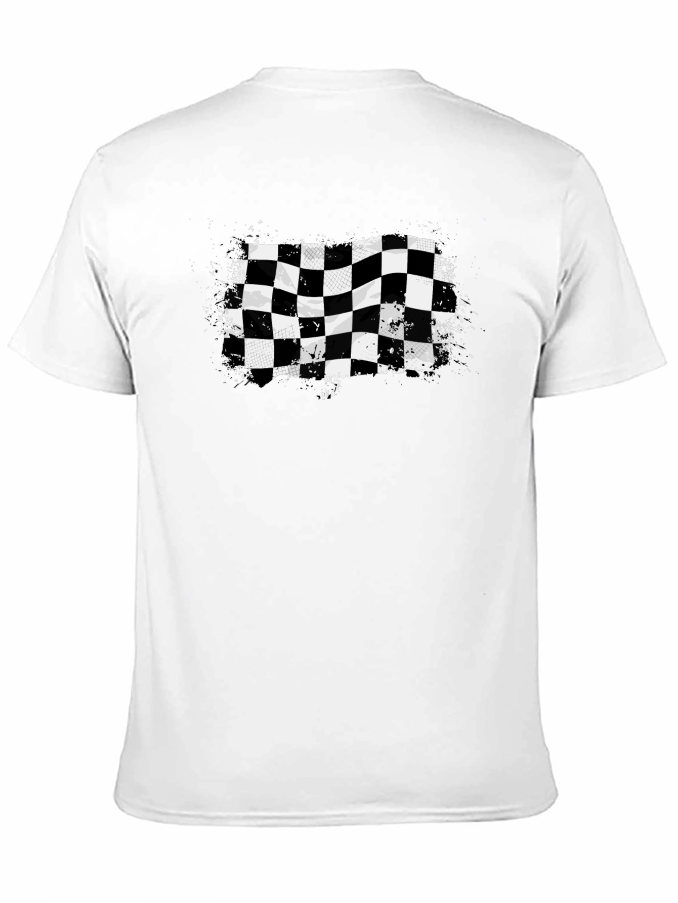 Black Checkered Flag Graphic Tee - Black Cotton T-Shirt view 11