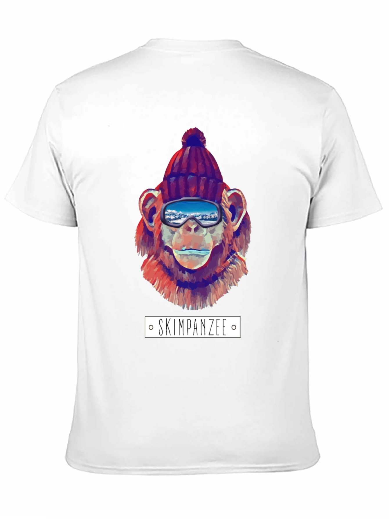 Black Skiing Chimpanzee Graphic T-Shirt view 11