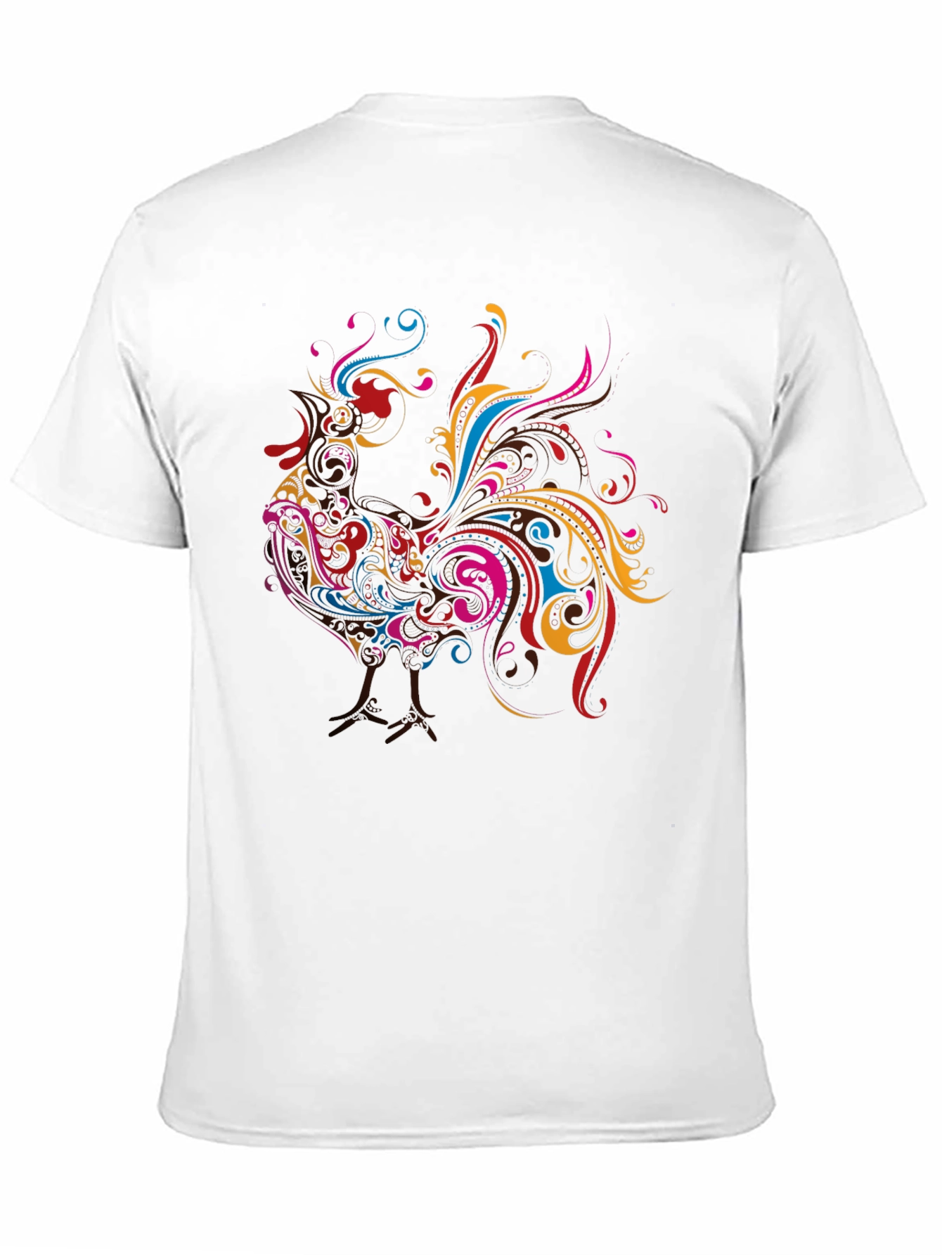 Black Vibrant Rooster Graphic Black T-Shirt view 11