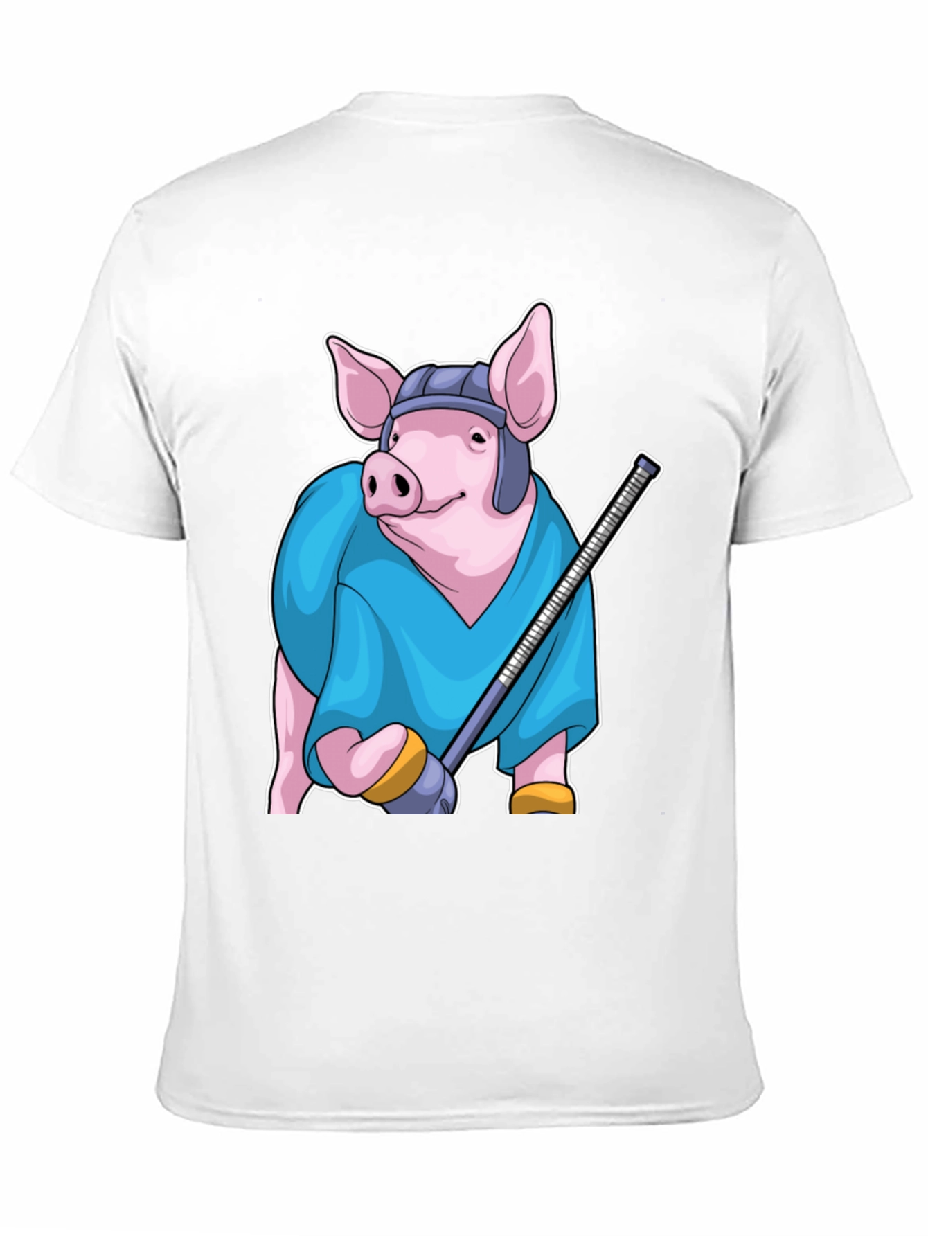 Black Hockey Pig T-Shirt - Funny Animal Sports Tee view 11