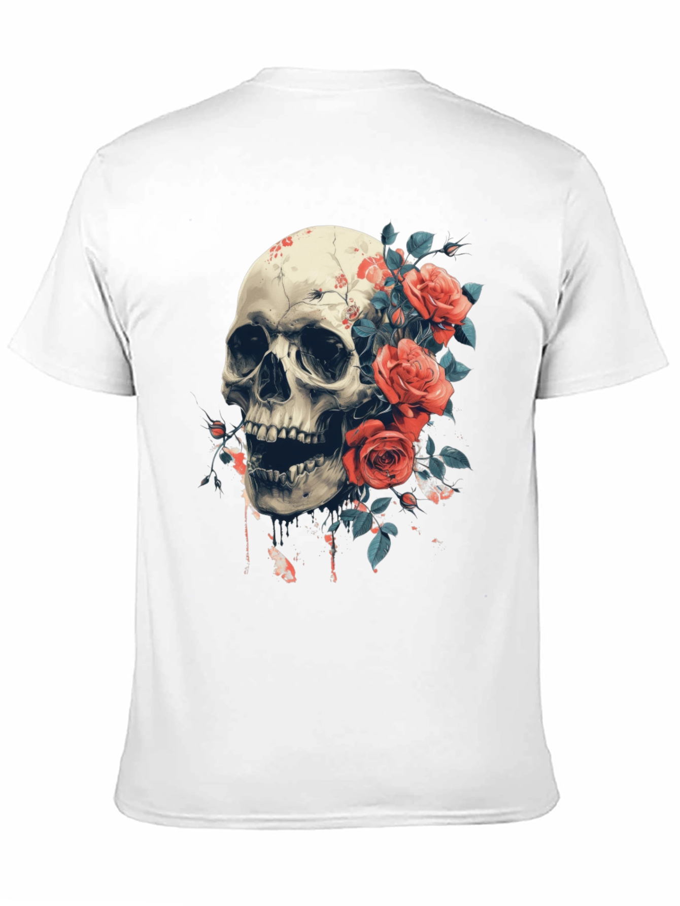 Black Skull & Roses Graphic Tee - Bold Gothic Style view 11