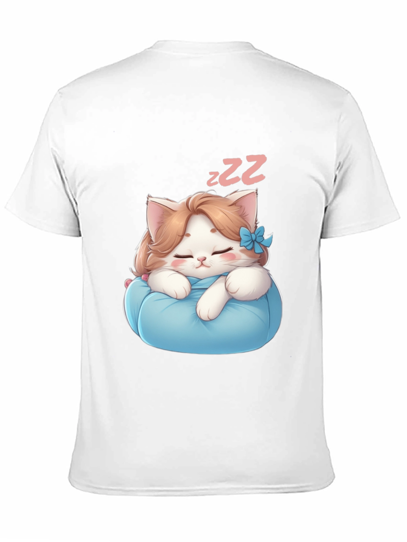 Black Cute Sleeping Kitten Black T-Shirt view 11