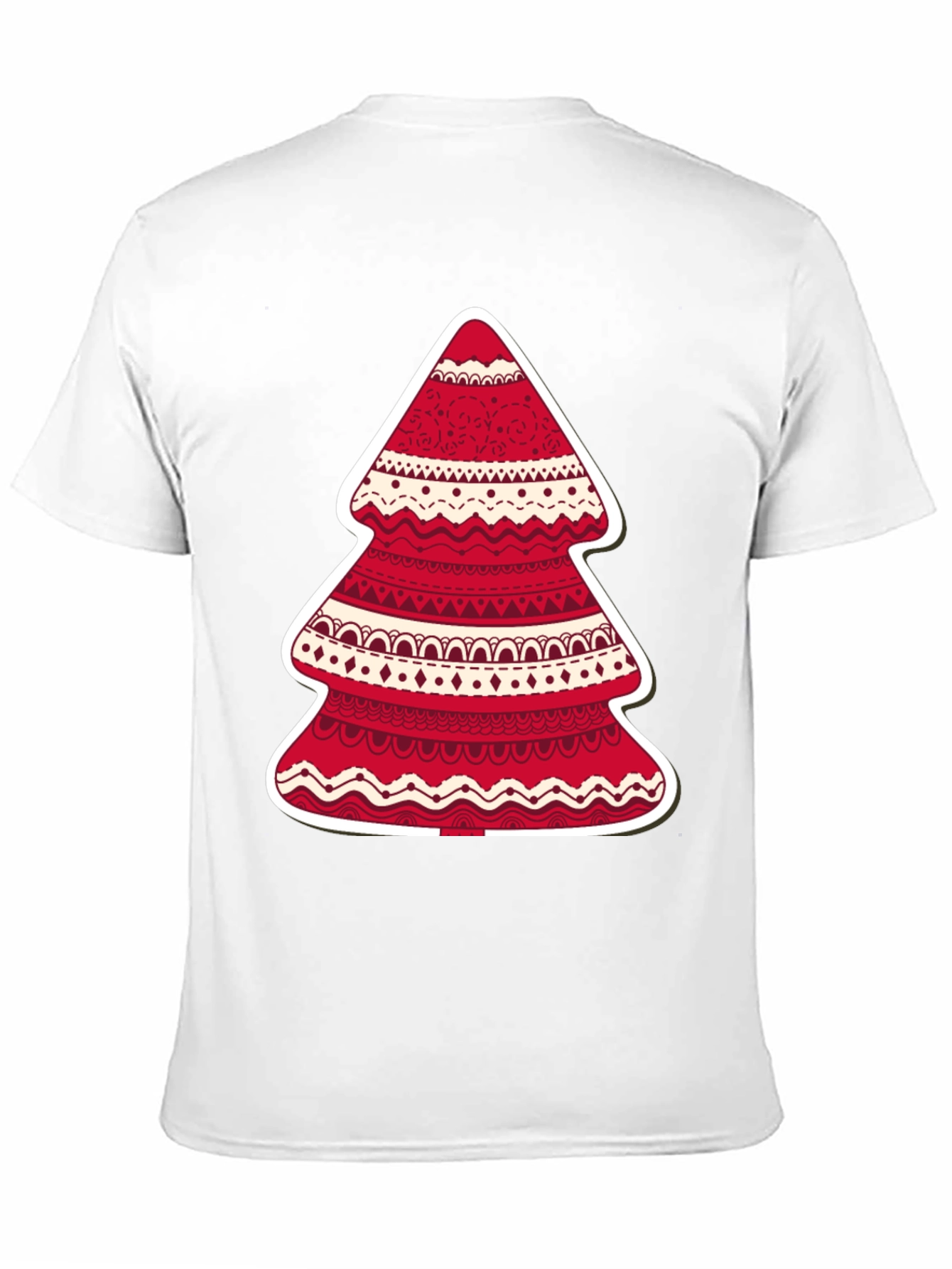 Festive Holiday Tree Graphic Tee - Red & White Design - 11