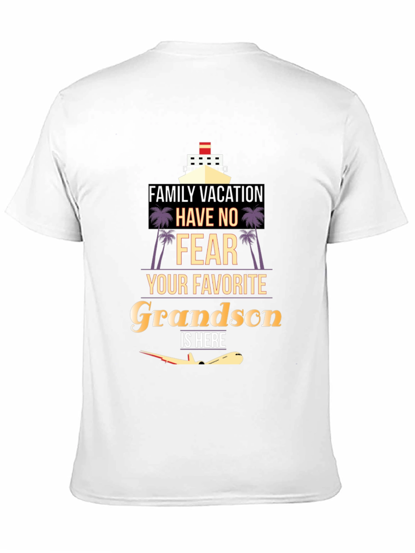 Black Family Vacation Grandson T-Shirt - Cruise & Plane Design view 11