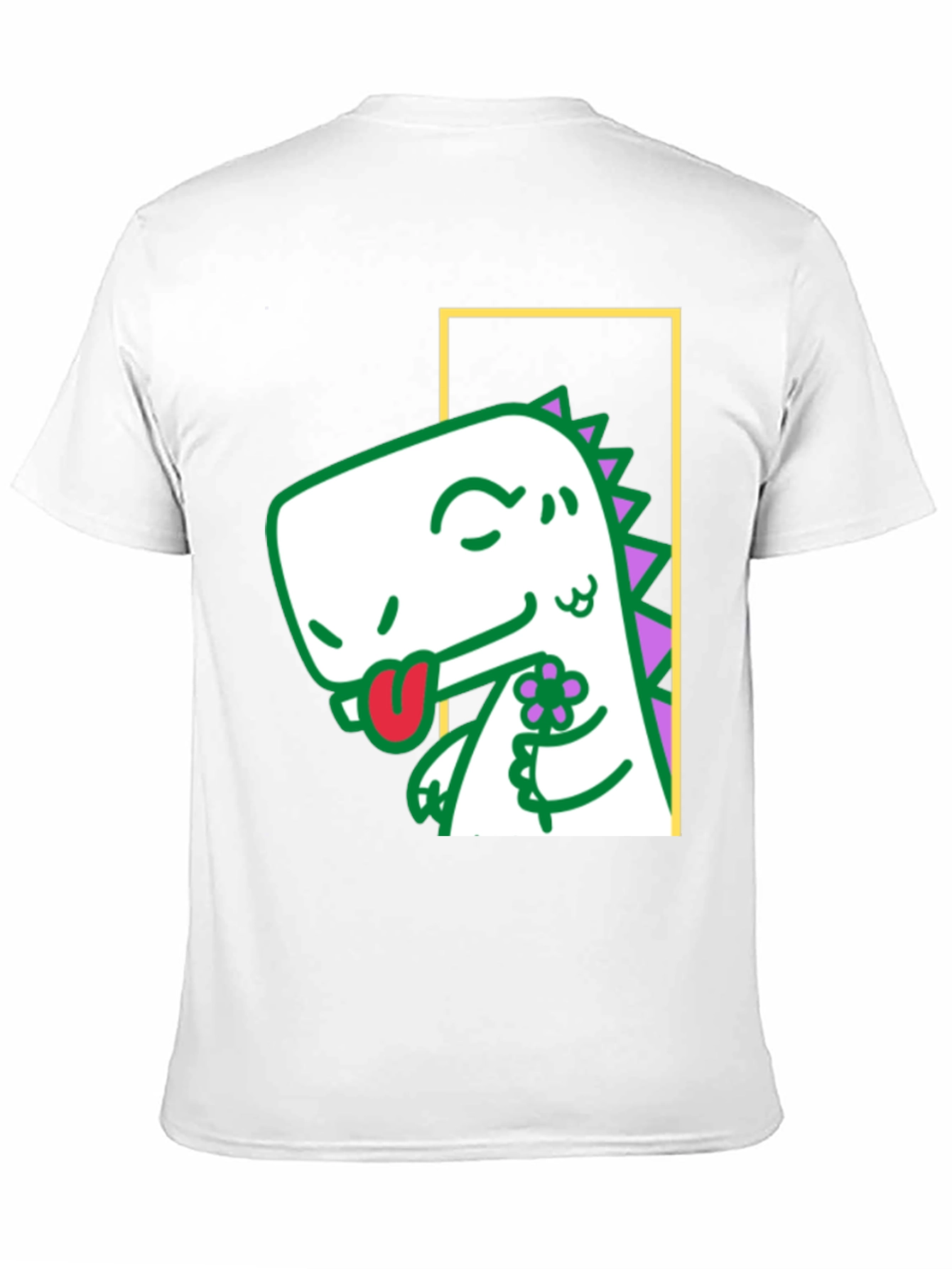 Black Dinosaur Holding Flower Graphic Tee view 11