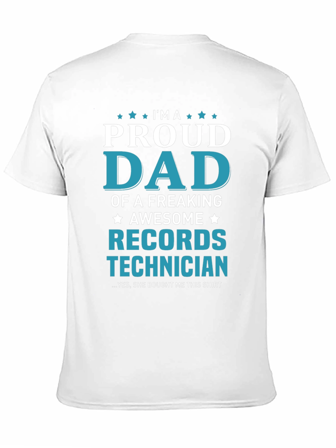 Black Proud Dad Records Technician T-Shirt view 11