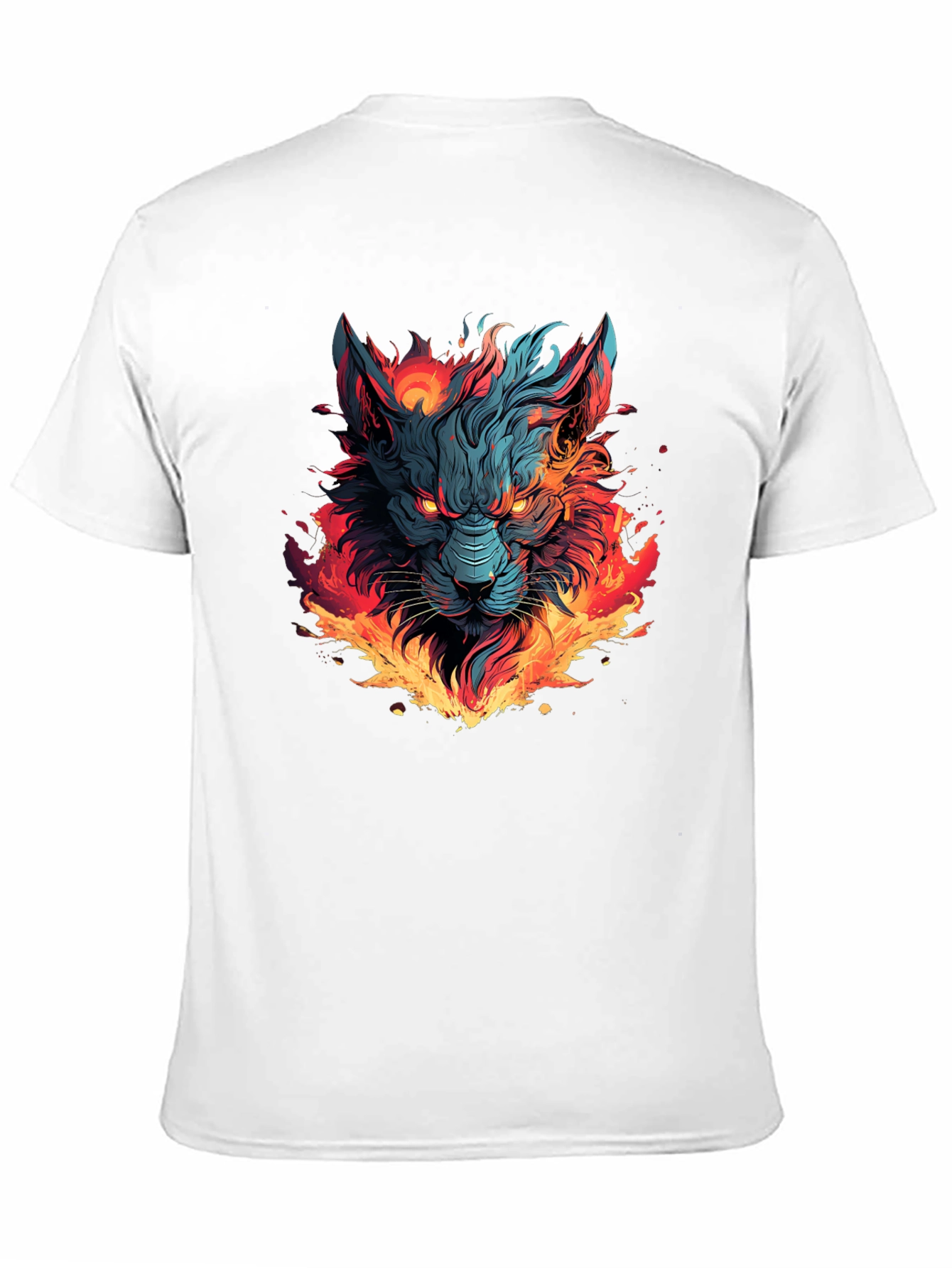 Black Fiery Wolf Graphic T-Shirt - Bold Black Tee view 11