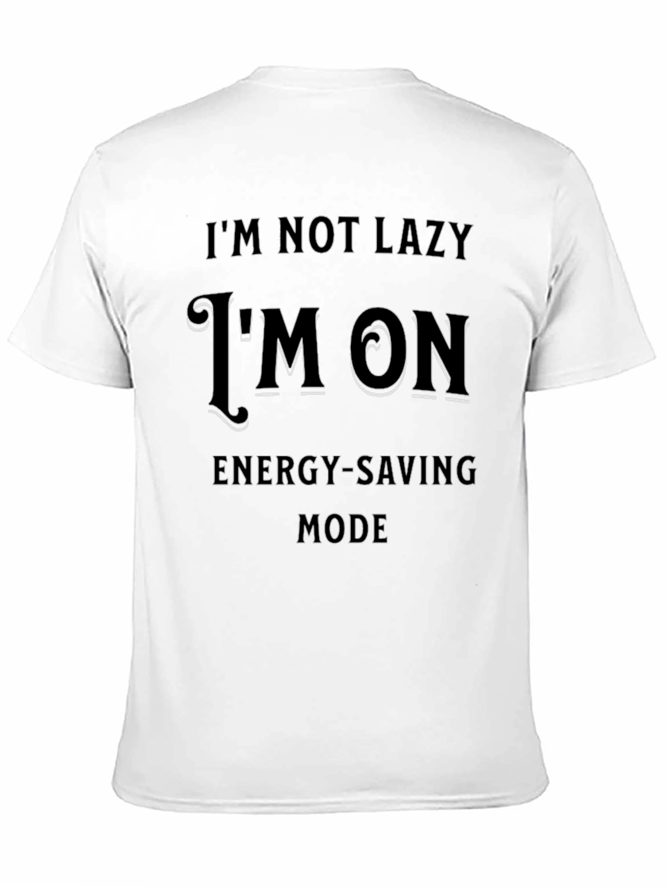 Black Funny Energy-Saving Mode Graphic Tee for Men view 11