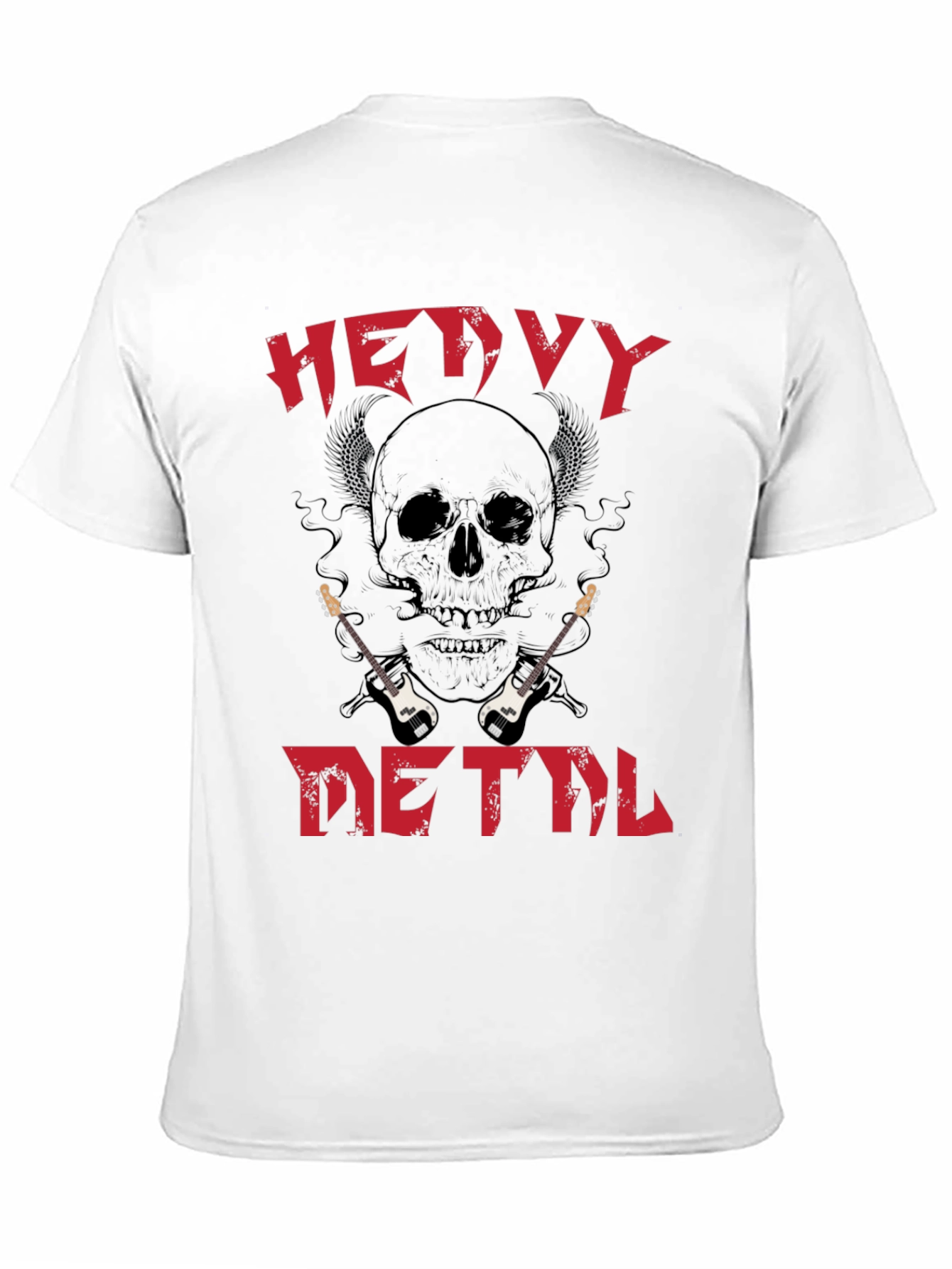 Black Heavy Metal Skull Guitar T-Shirt view 11