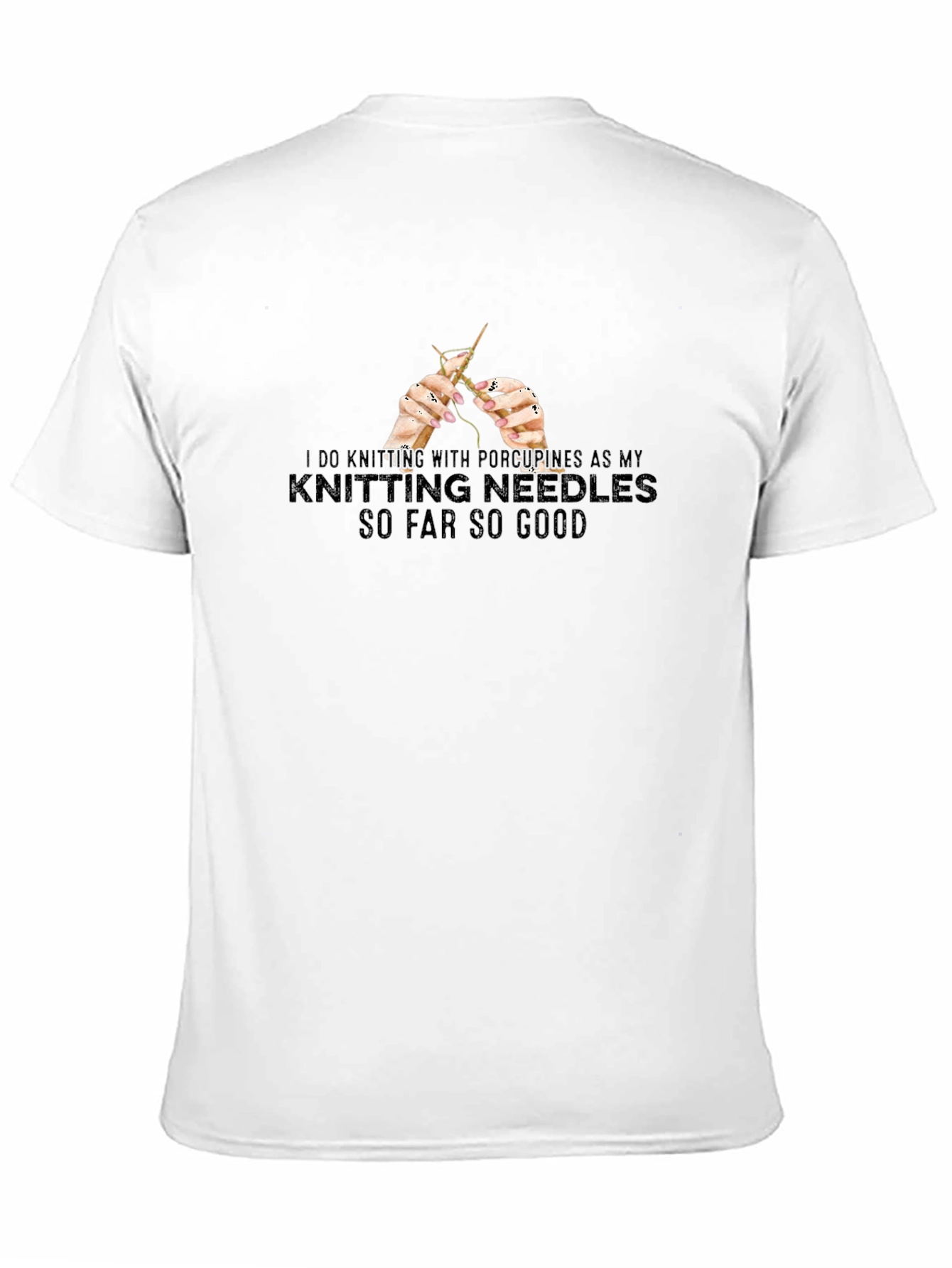 Black Knitting Porcupines Black Graphic Tee view 11