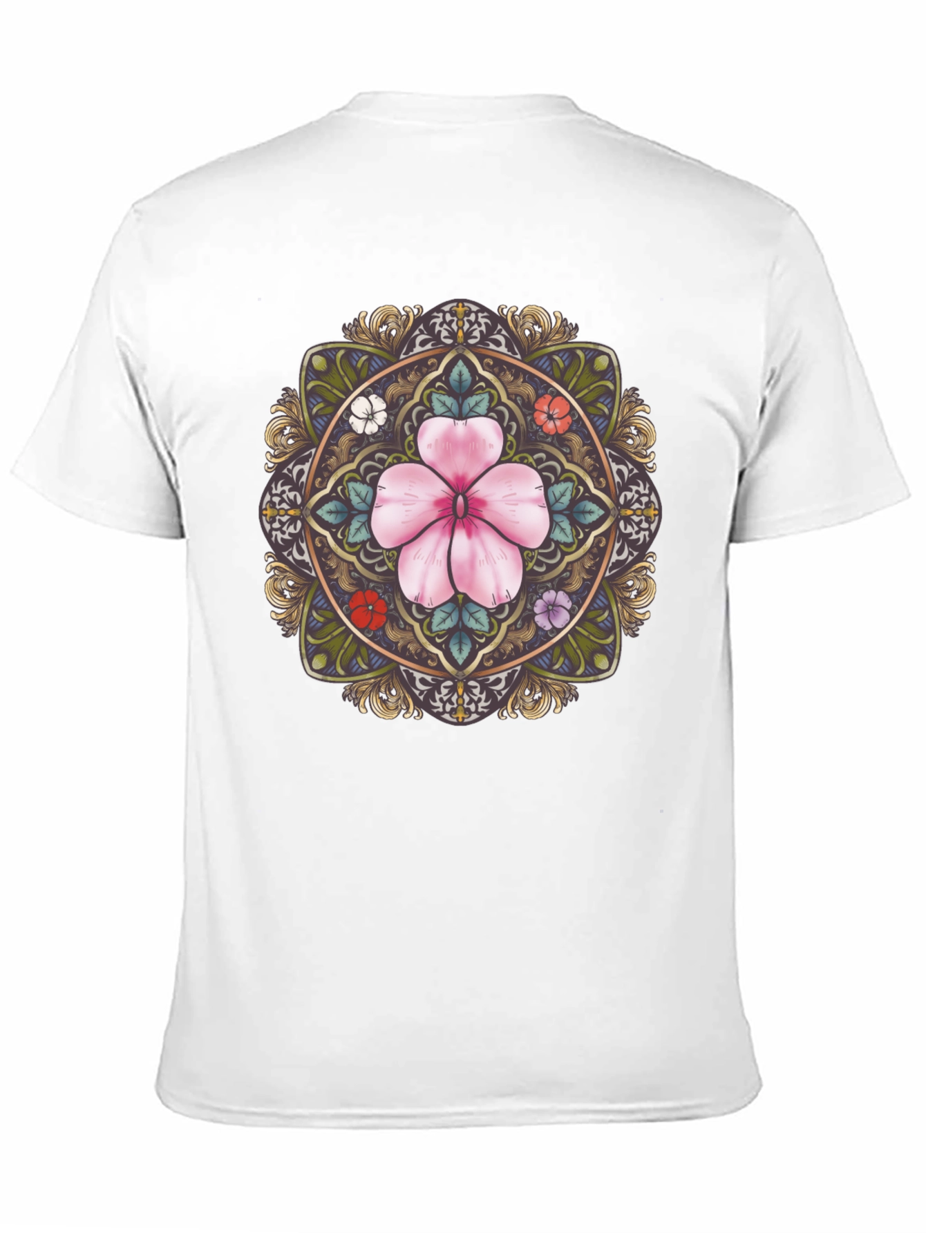 Black Floral Mandala Graphic Tee - Stylish Black T-Shirt view 11