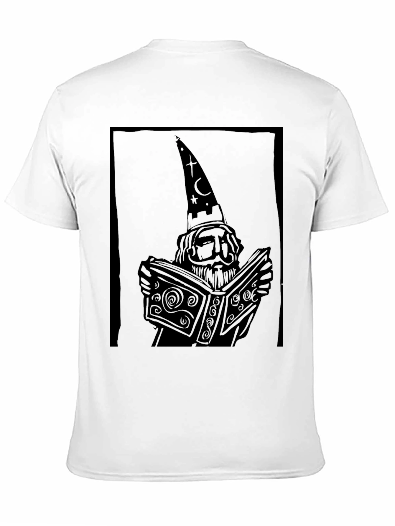 Black Wizard Reading Book Graphic Black T-Shirt view 11