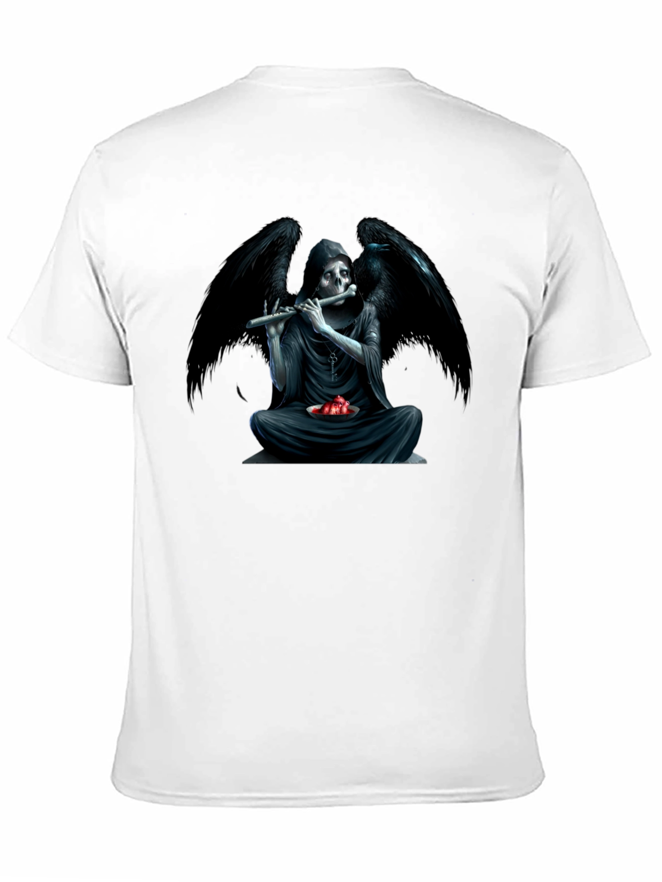 Black Grim Reaper Flute Graphic T-Shirt view 11
