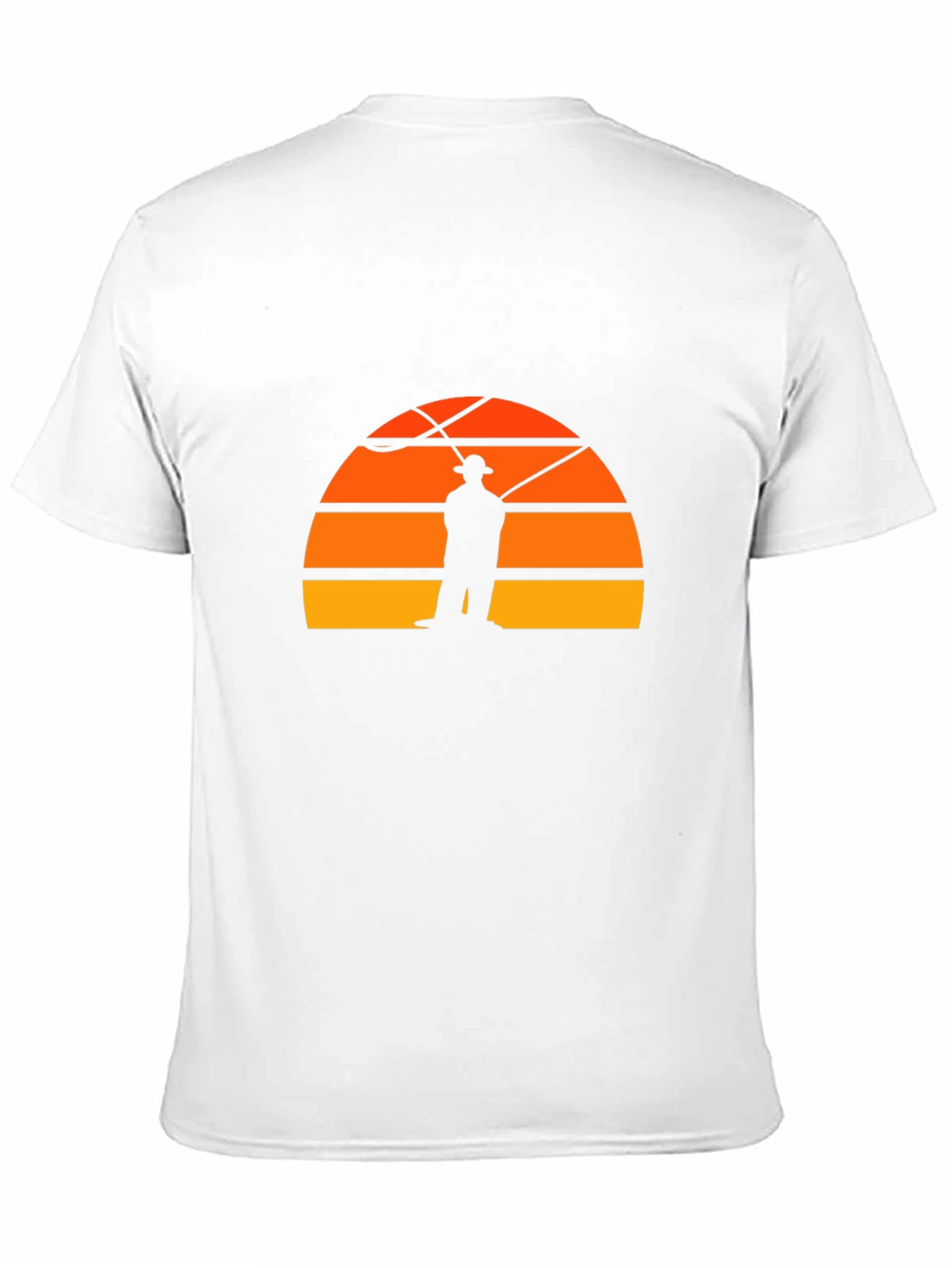 Black Fisherman Sunset Graphic Tee - Retro Style Black T-Shirt view 11