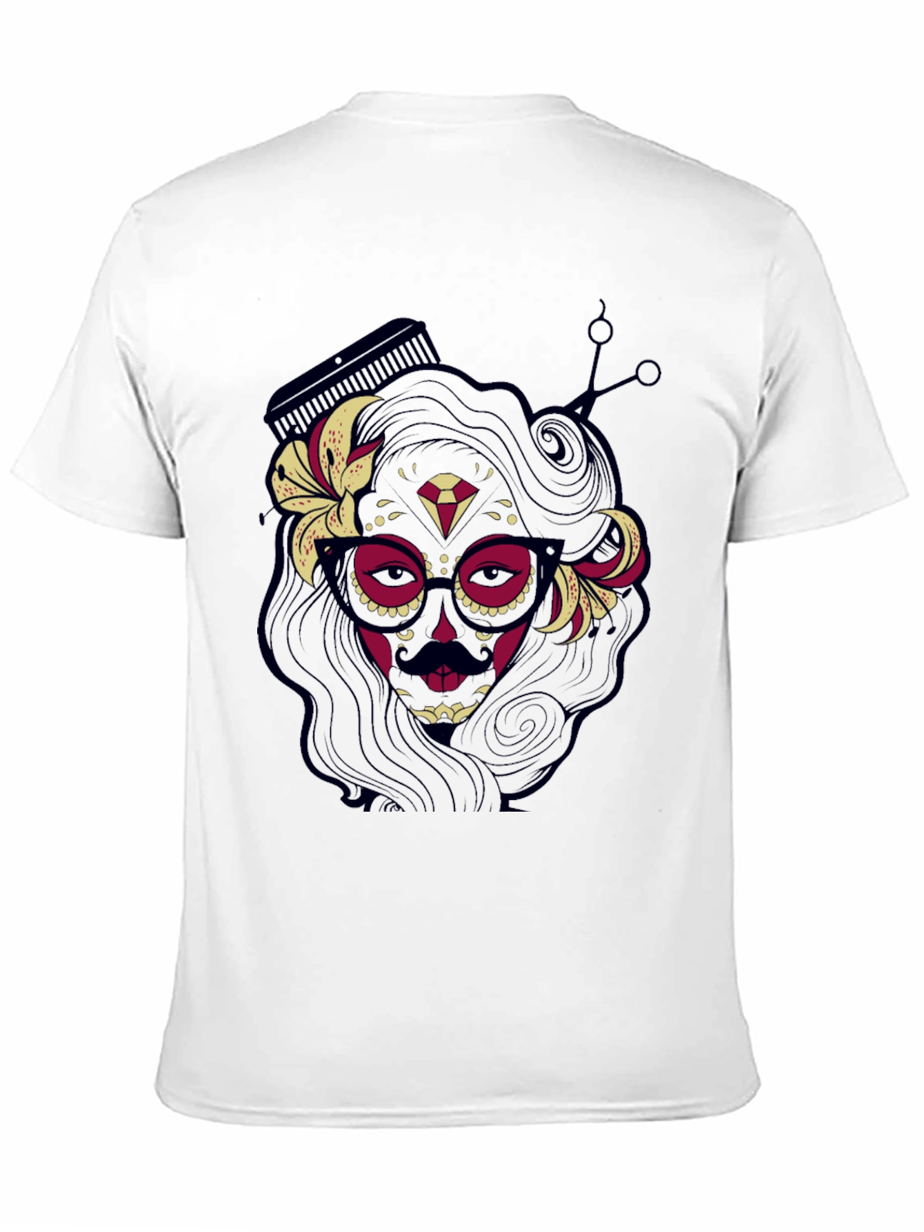 Black Sugar Skull Barber T-Shirt view 11