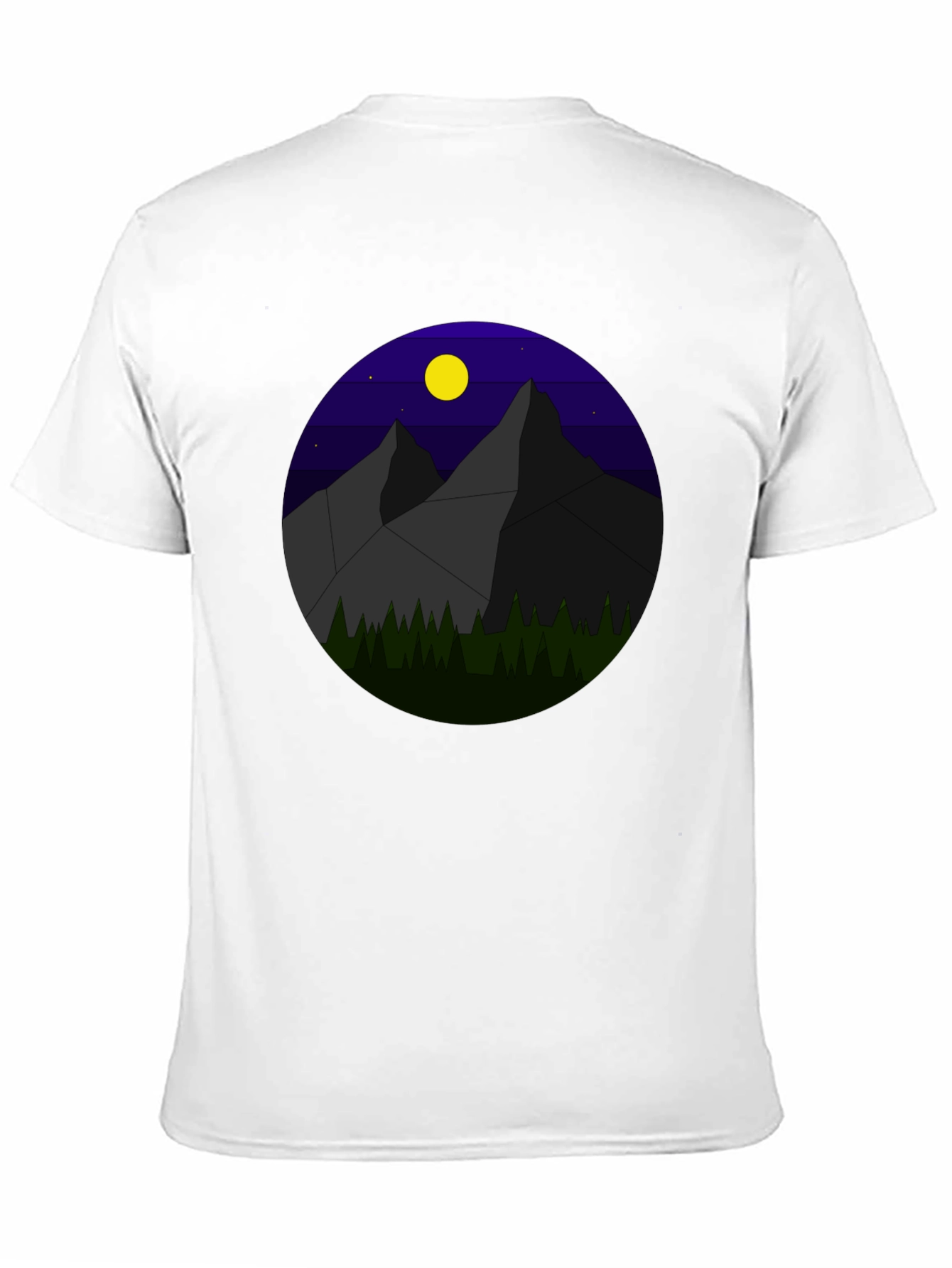 Black Geometric Mountain Nightscape T-Shirt view 11