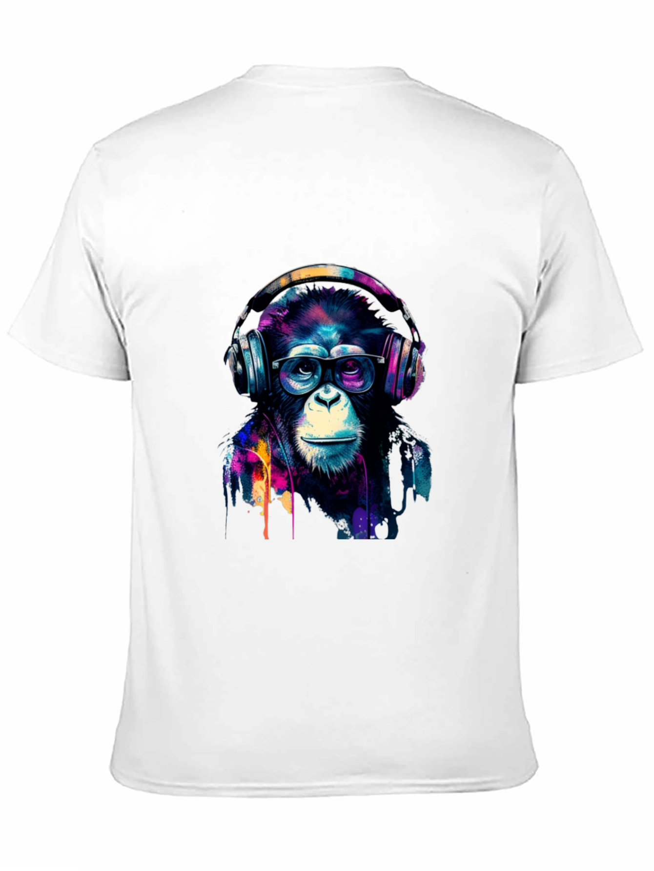 Black Cool Monkey Headphone Graphic Black T-Shirt view 11