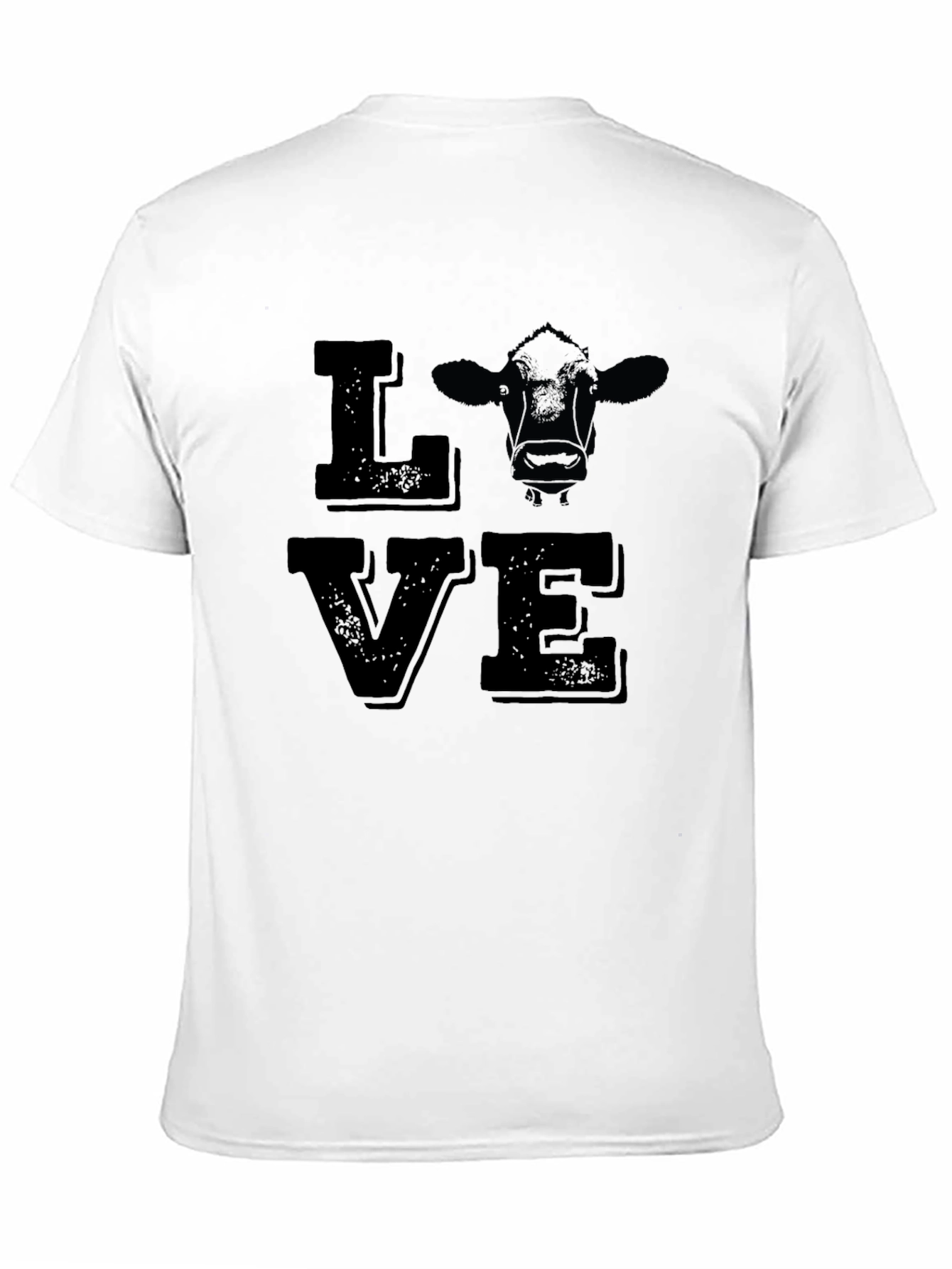 Black Love Cow Graphic Print Tee - Black Cotton T-Shirt view 11