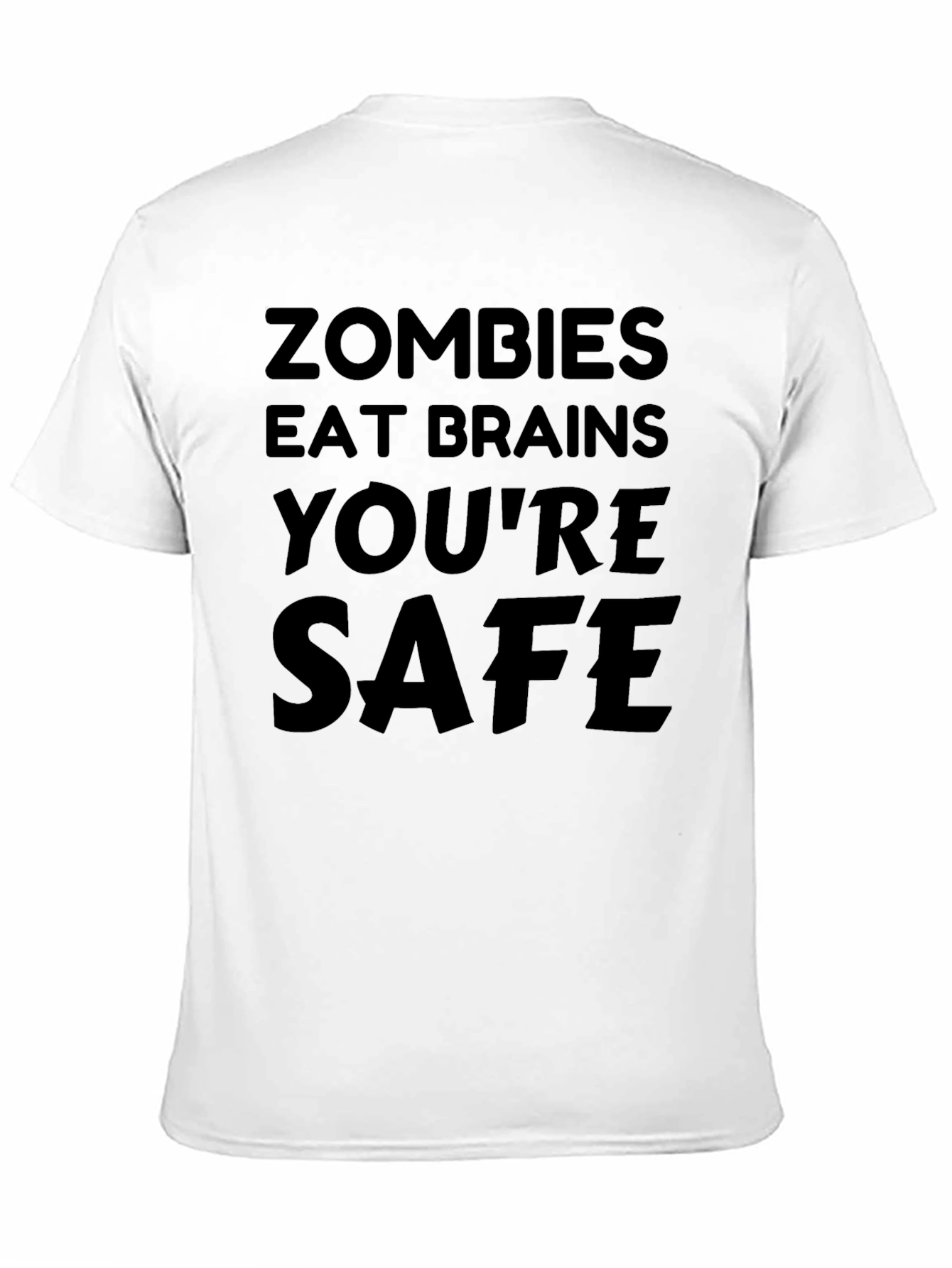Black Funny Zombie T-Shirt - Eat Brains You're Safe view 11