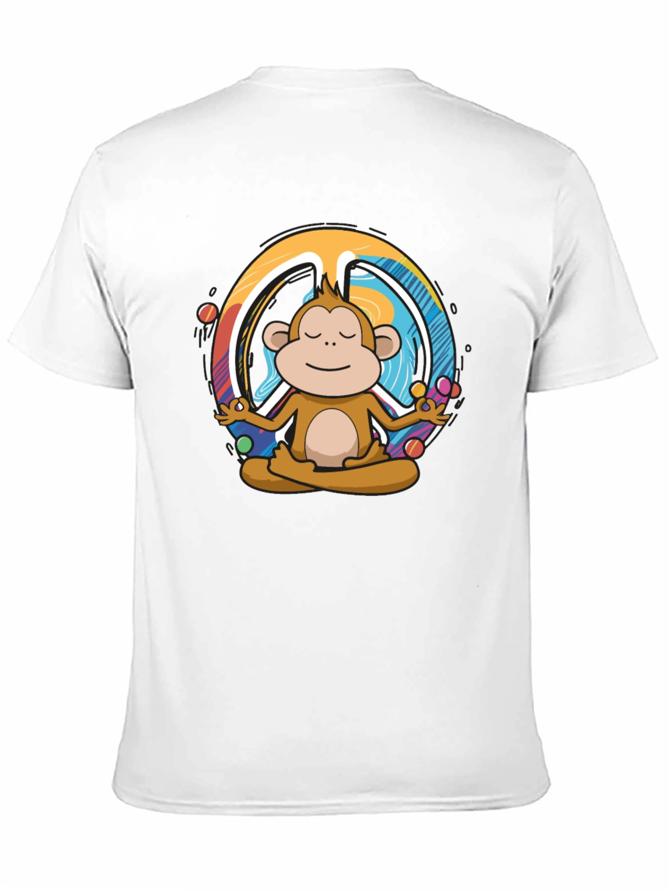 Black Meditating Monkey Peace Sign Graphic Tee - Black view 11