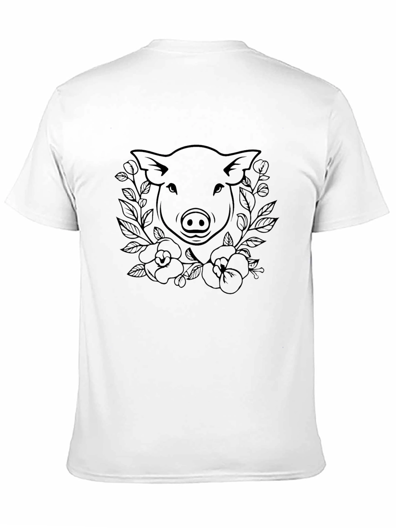 Pig Floral Graphic Tee - Black Cotton T-Shirt - 11