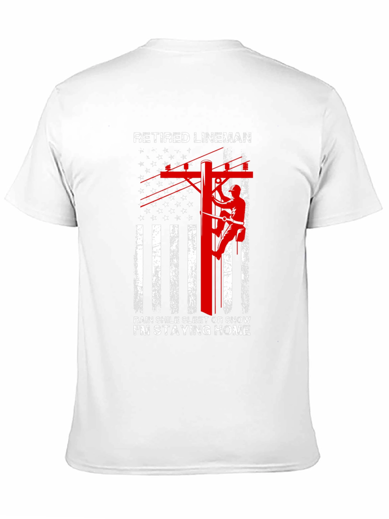 Retired Lineman T-Shirt - American Flag Design - 11