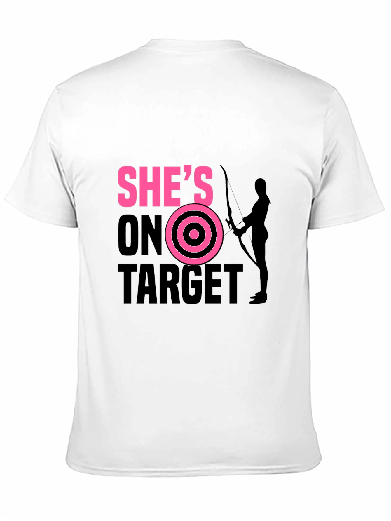 Black She's On Target T-Shirt Archer Arrow Bullseye view 11