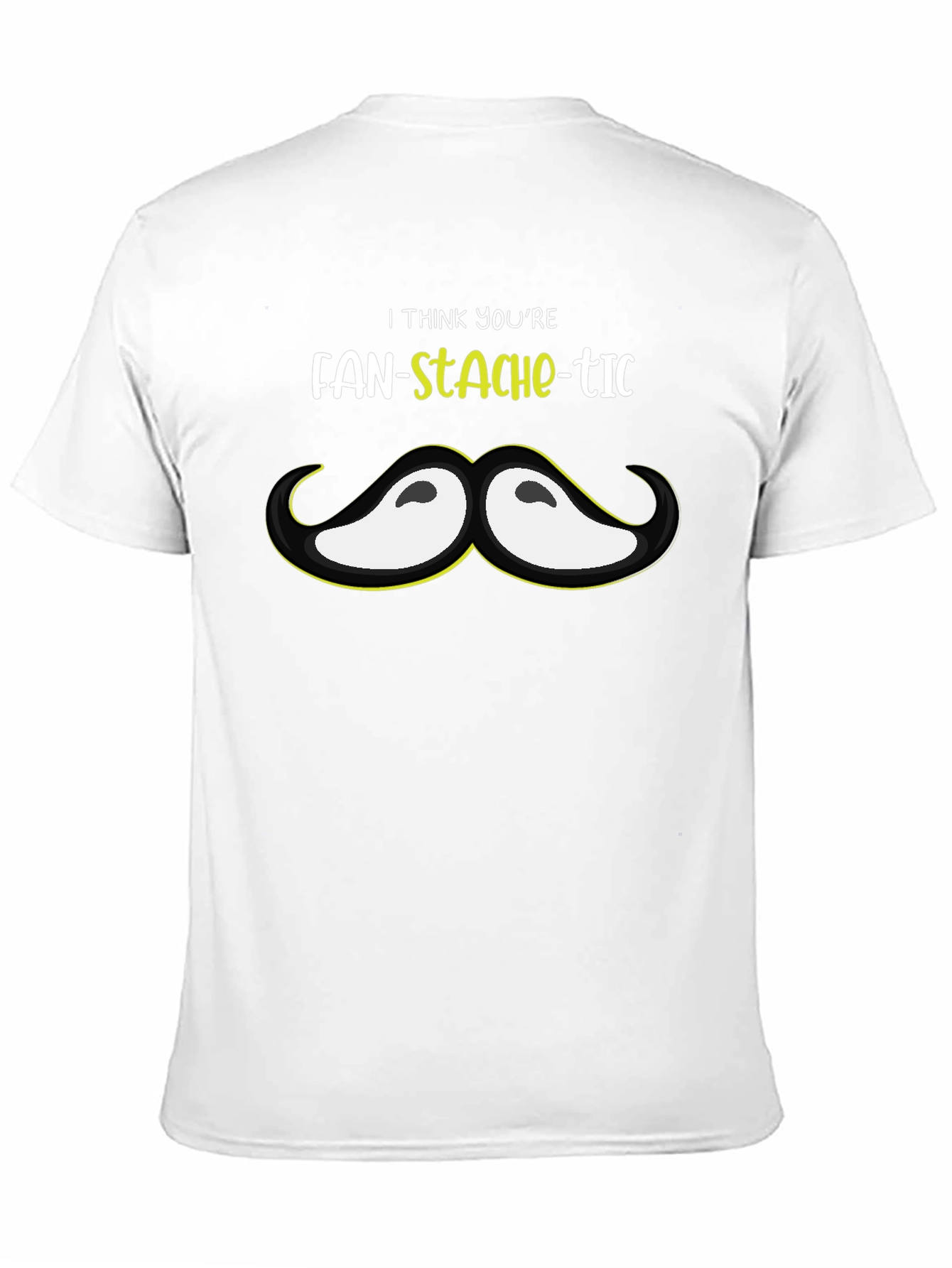 Black Fan-Stache-Tic Graphic Tee - Novelty Mustache T-Shirt view 11