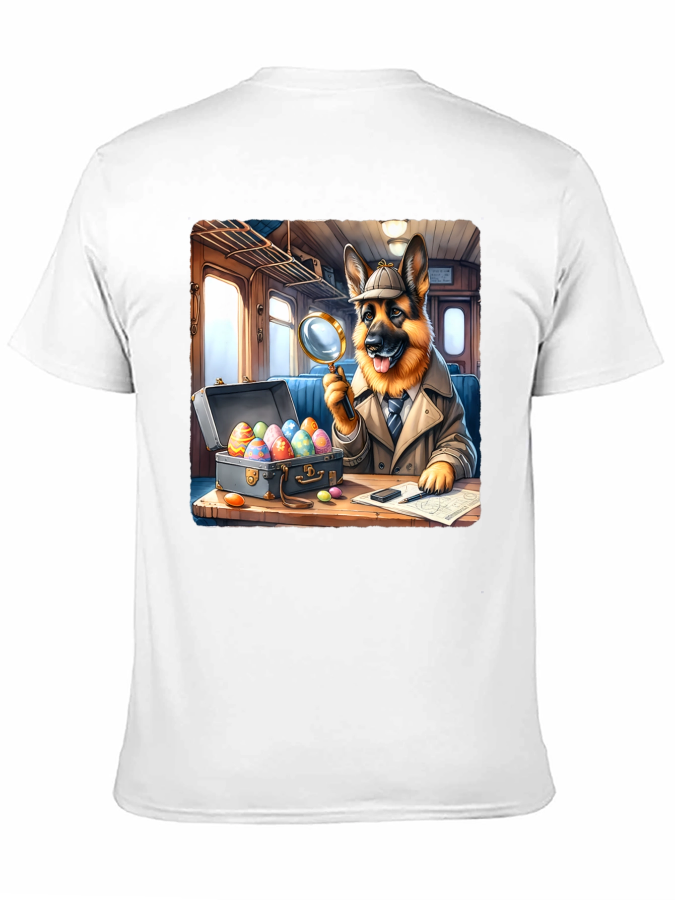 Black Detective Dog Easter Egg Hunt T-Shirt view 11