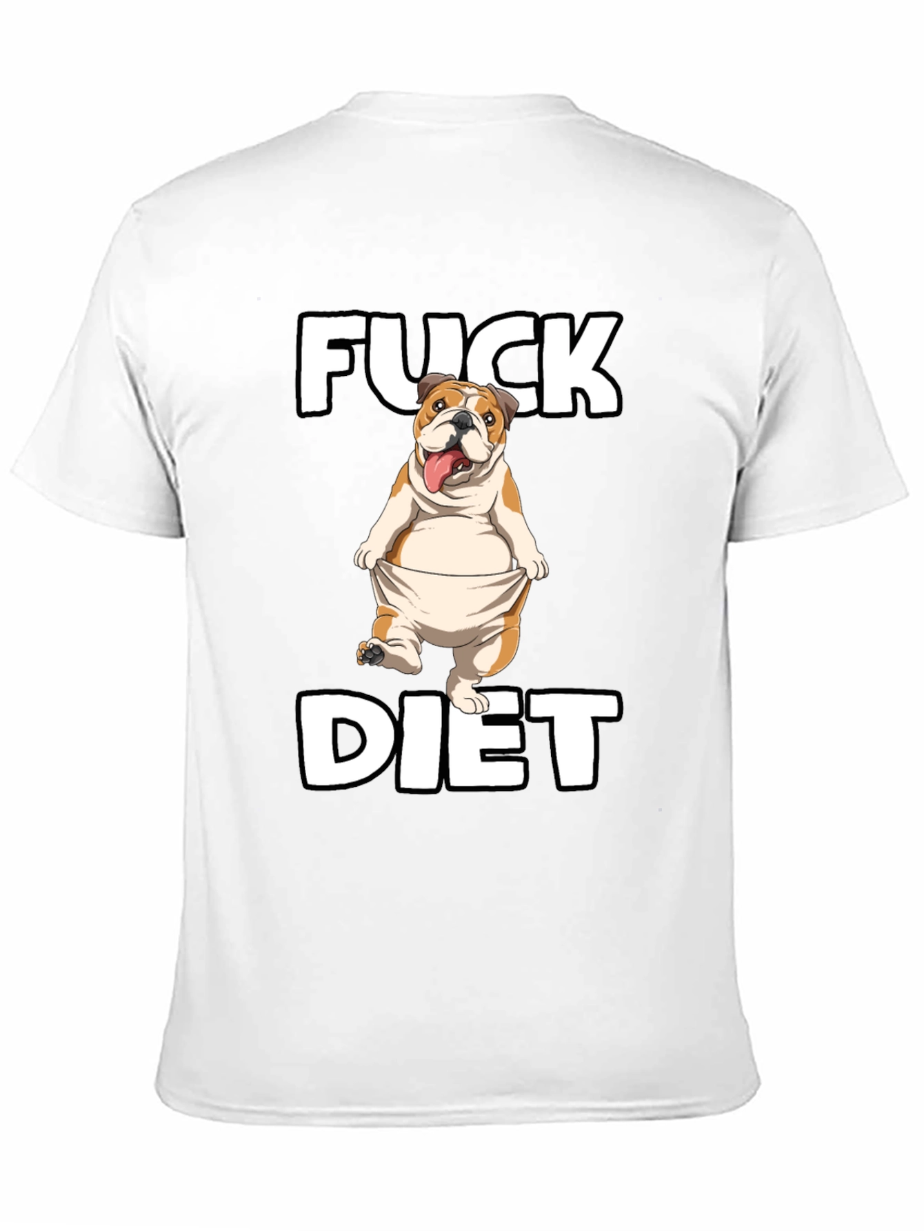 Black Funny 'Fuck Diet' Bulldog Graphic T-Shirt view 11