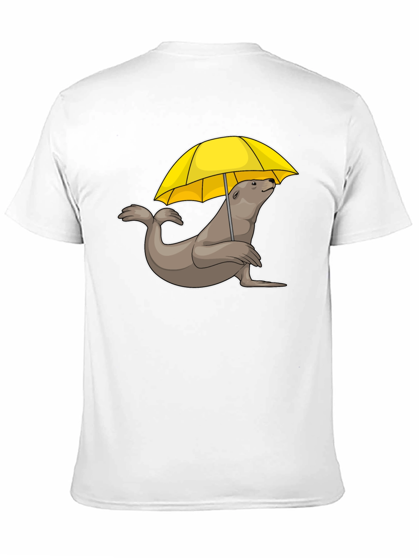 Black Seal with Umbrella T-Shirt - Black Cotton Tee view 11