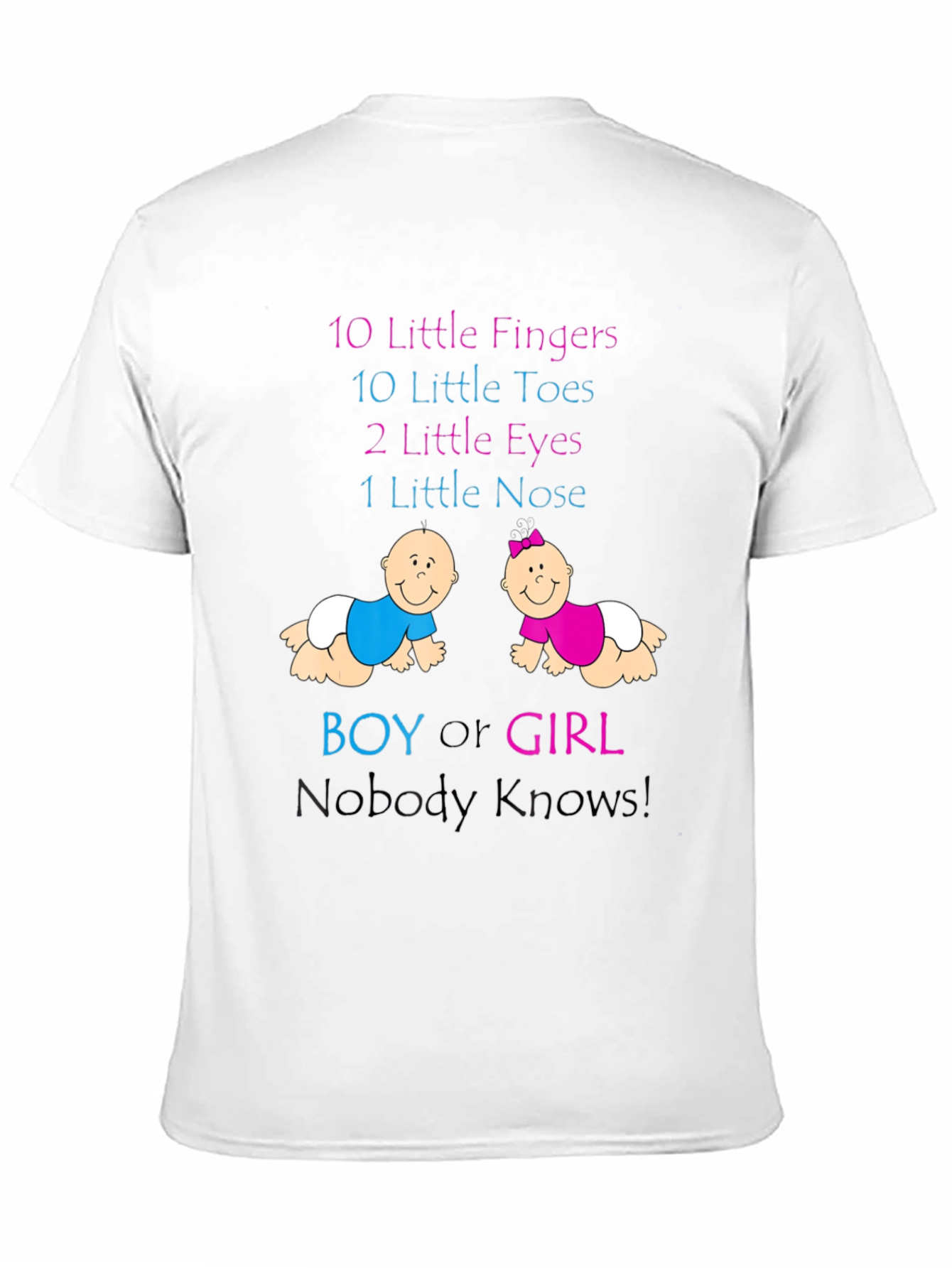 Black Baby Gender Reveal T-Shirt - Boy or Girl Nobody Knows! view 11