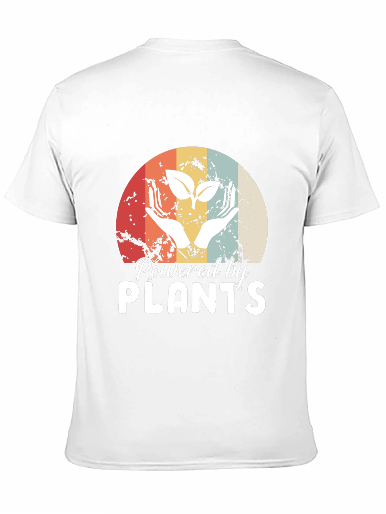 Black Powered by Plants T-Shirt - Retro Vegan Tee view 11