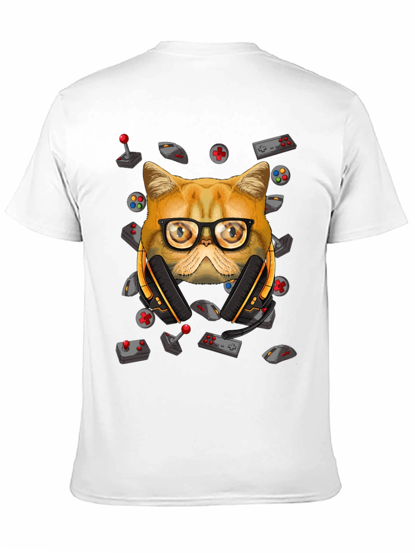 Black Gamer Cat T-Shirt - Funny Graphic Tee view 11