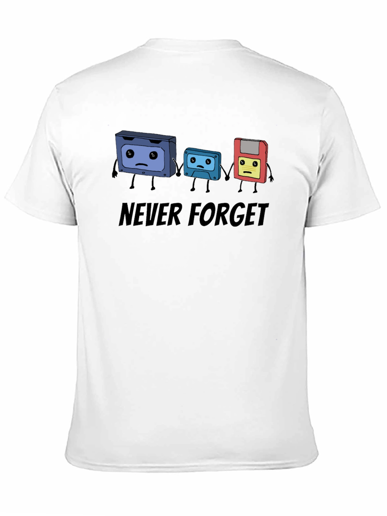 Black Never Forget Cassette Tape & Floppy Disk T-Shirt view 11