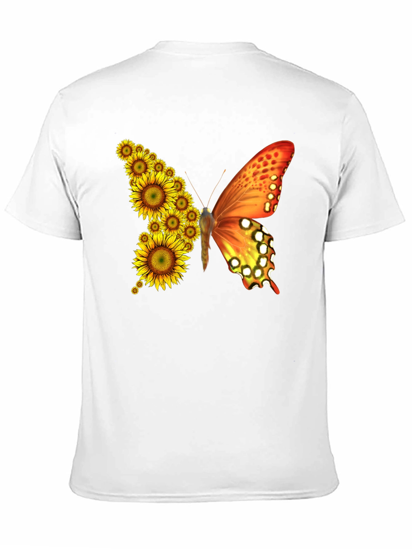 Sunflower Butterfly Graphic Tee - Black Cotton Blend Shirt - 11