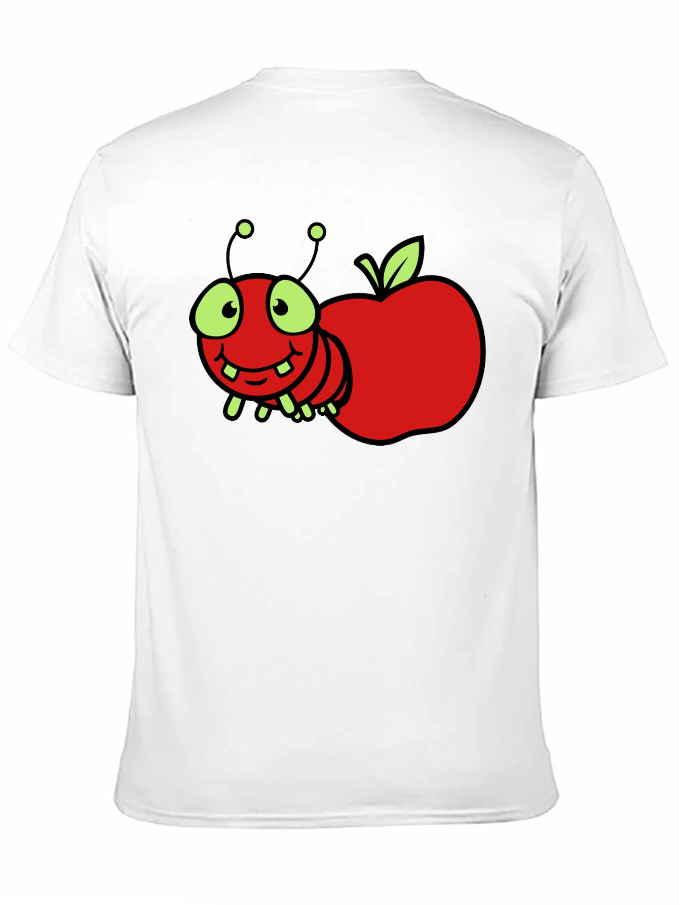 Black Cartoon Worm Apple T-Shirt view 11