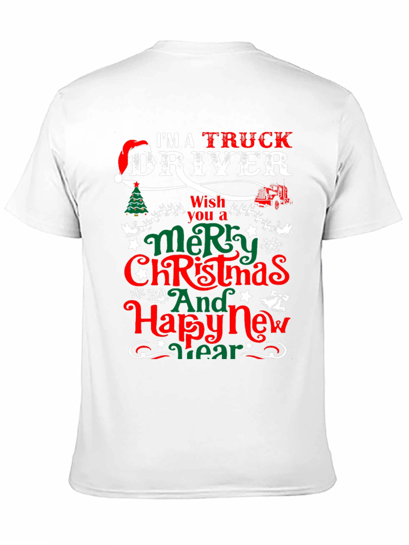 Black Truck Driver Christmas T-Shirt view 11