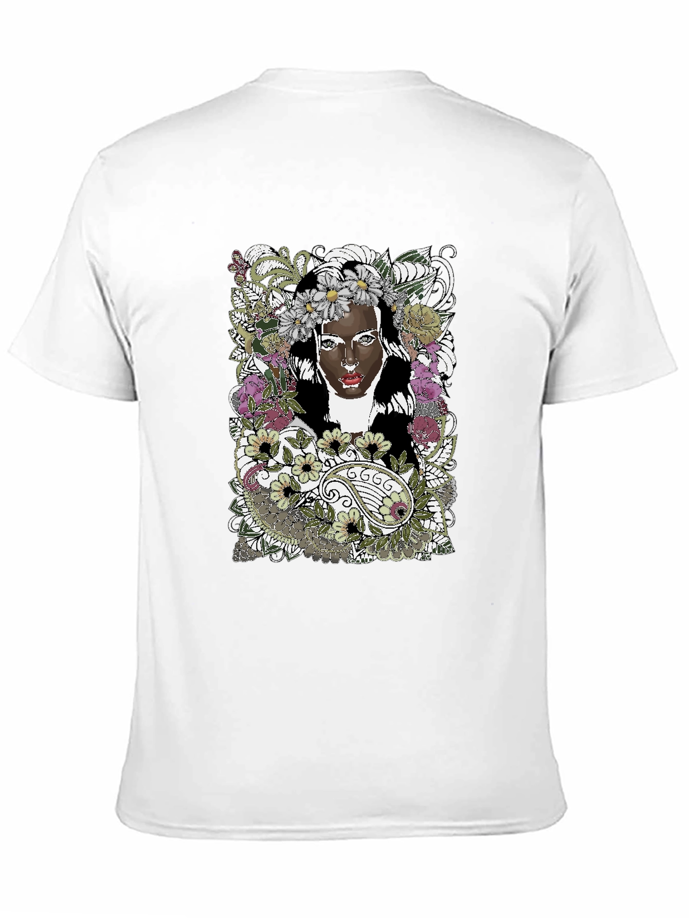 Black Floral Woman Graphic Tee - Black Unisex T-Shirt view 11