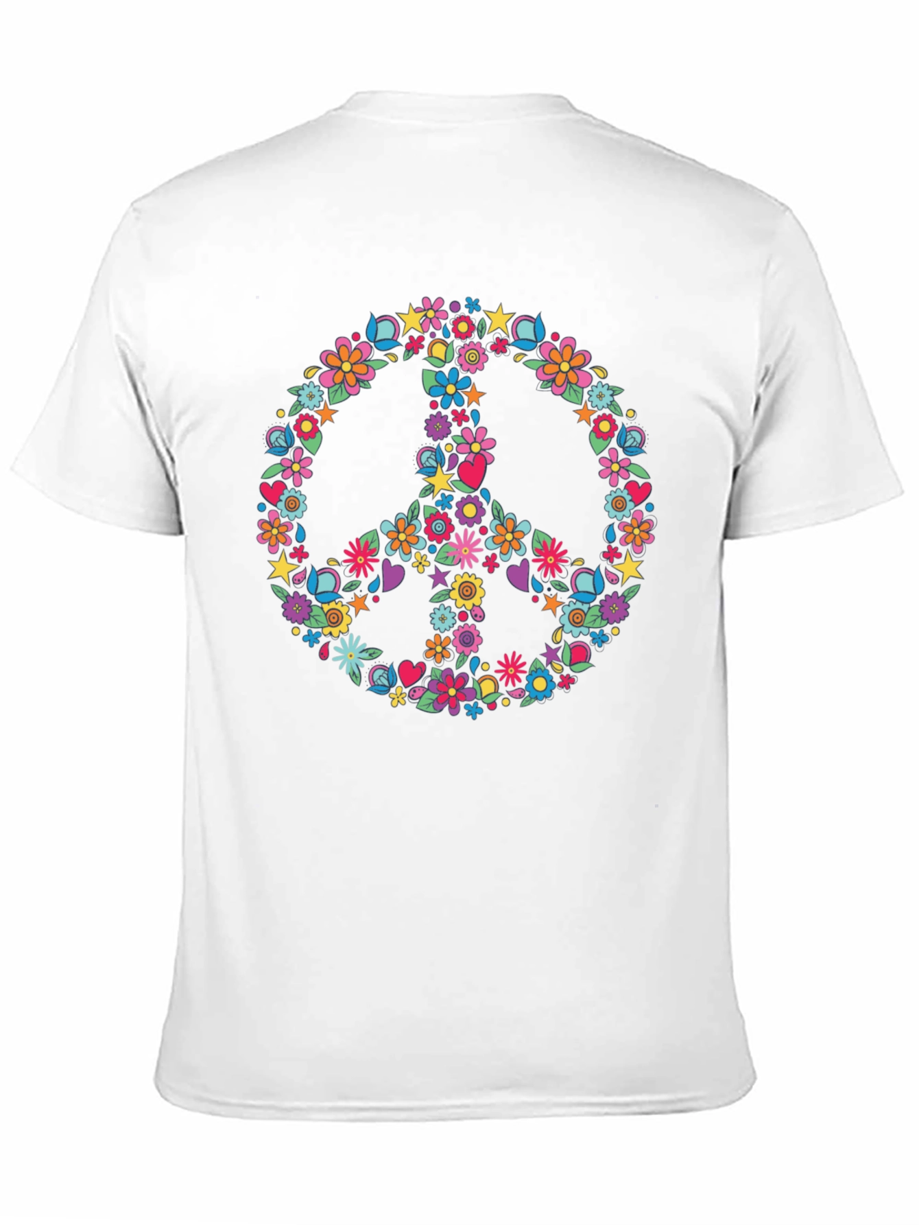 Black Floral Peace Sign Graphic T-Shirt view 11