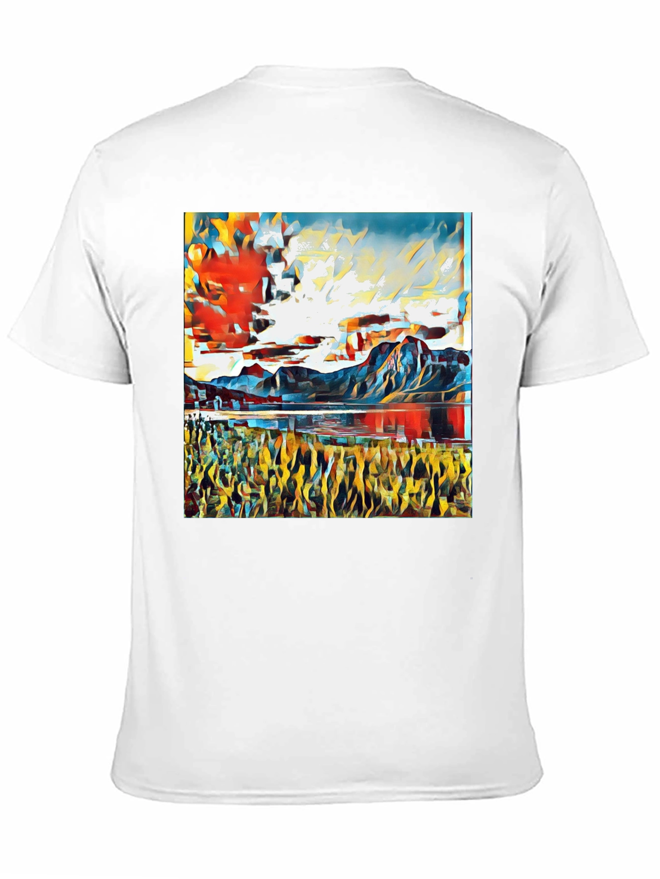 Black Abstract Landscape Graphic Tee - Stylish Art Shirt view 11