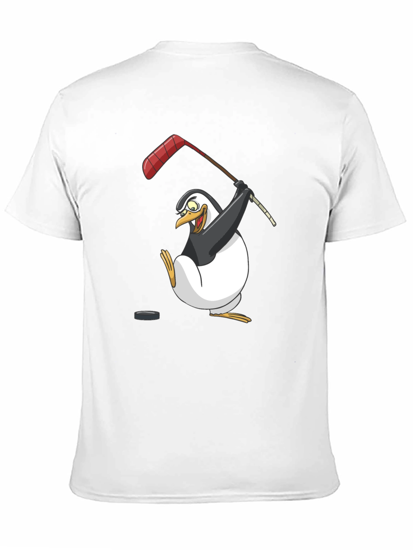 Black Penguin Hockey Player Graphic T-Shirt view 11