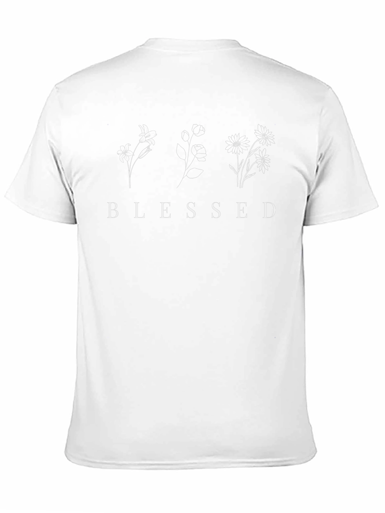 Black Blessed Floral Graphic Tee - Unisex Black Cotton T-Shirt view 11