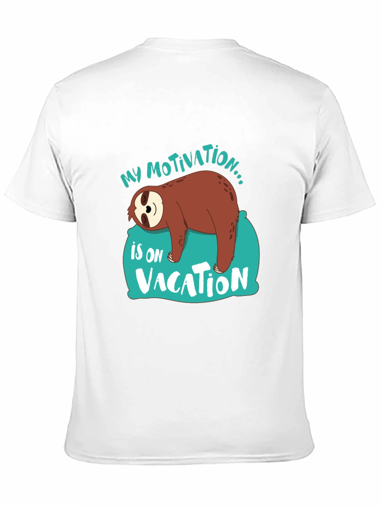 Black My Motivation is on Vacation Sloth Graphic T-Shirt view 11