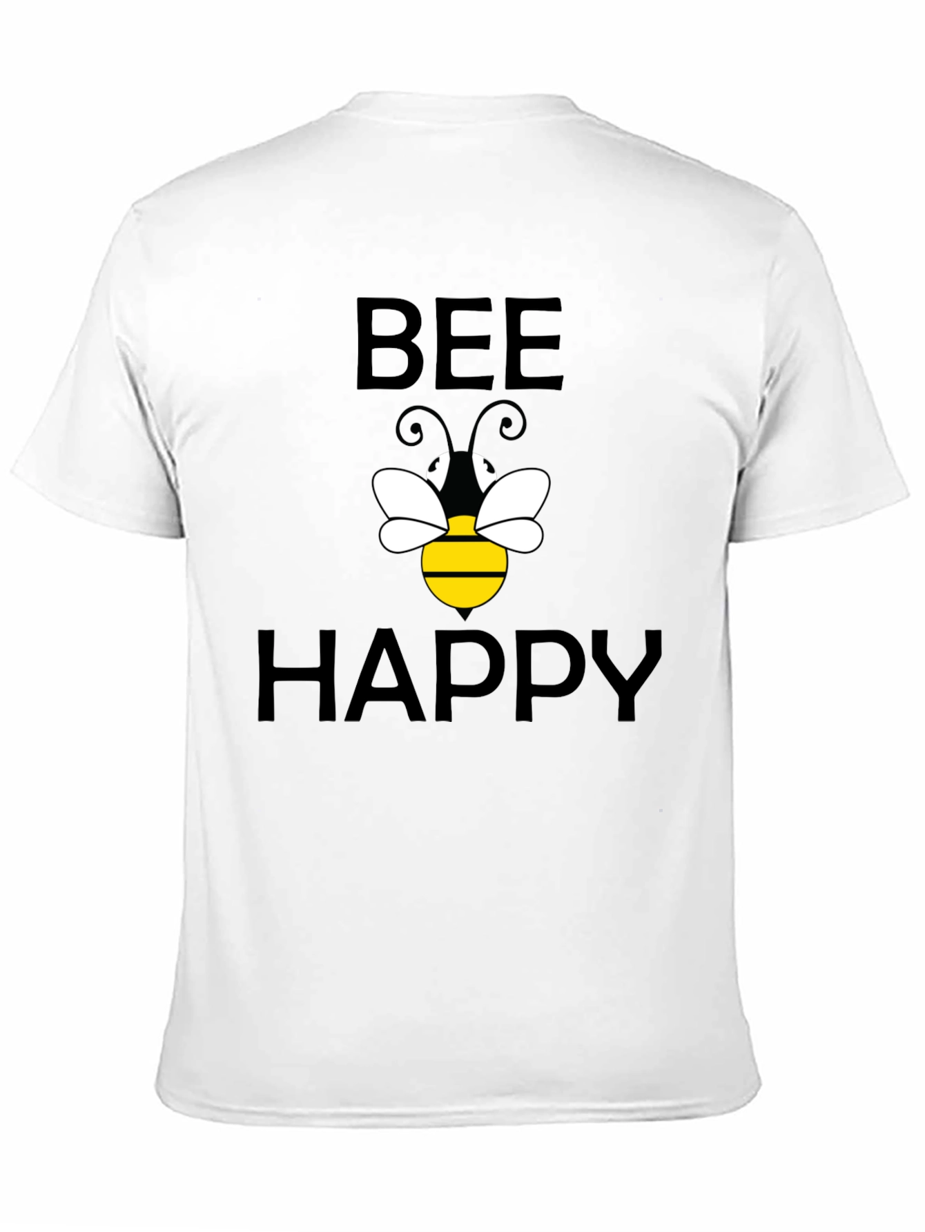 Black Bee Happy Graphic T-Shirt - Black Cotton view 11
